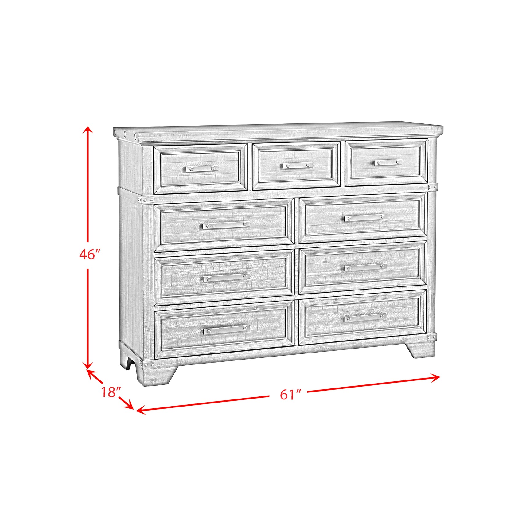 Colorado City 9-Drawer Dresser in Charcoal - Tampa Furniture Outlet