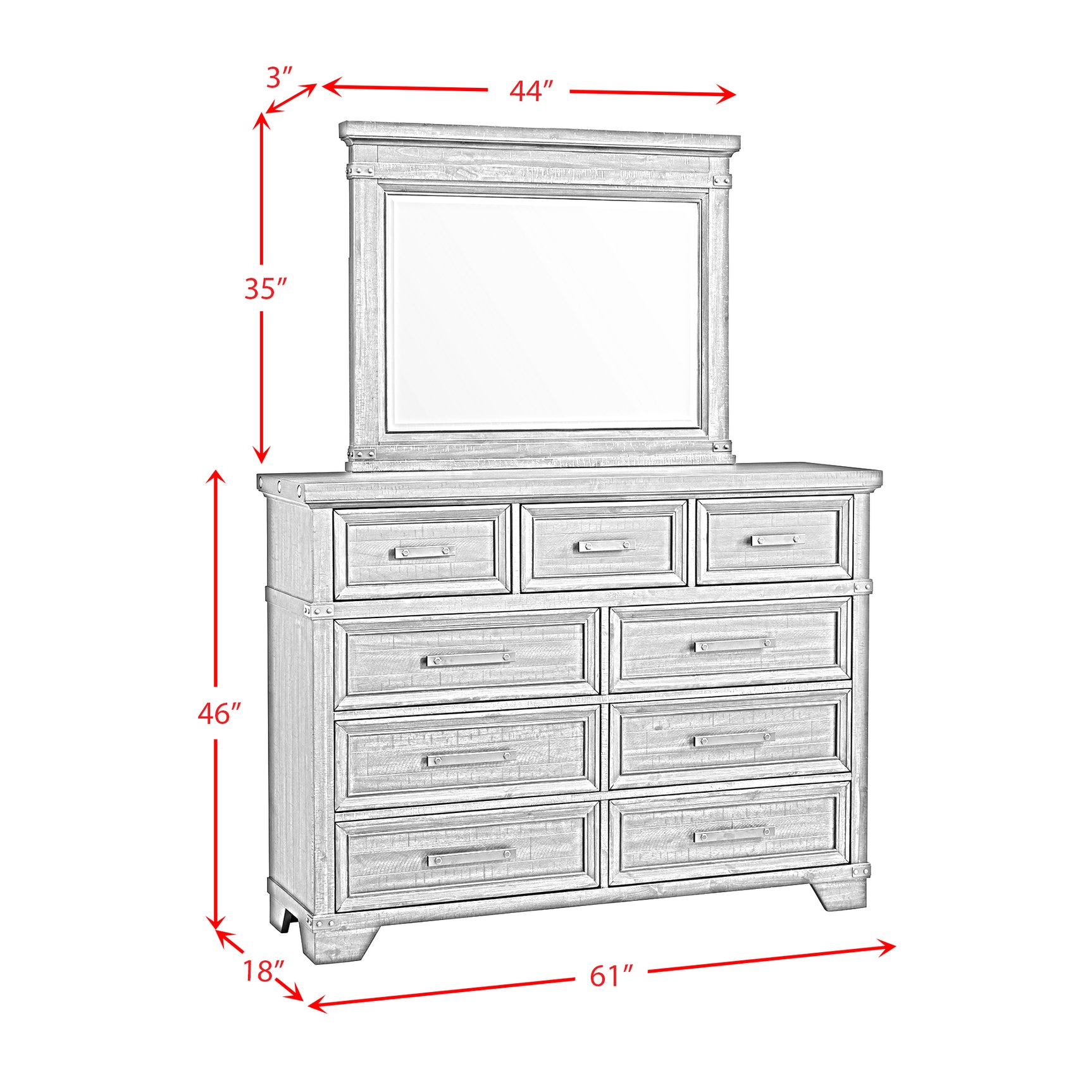 Colorado City Dresser and Mirror Set in Charcoal - Tampa Furniture Outlet