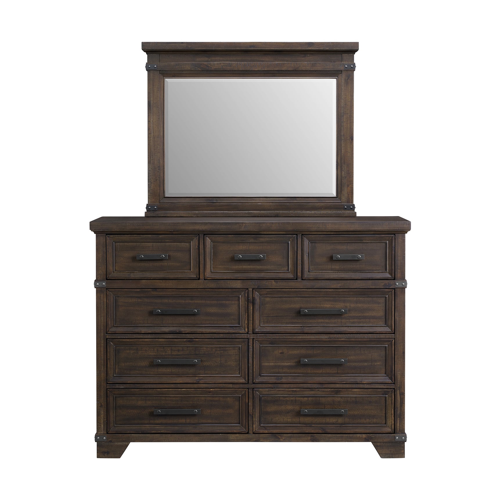 Colorado City Dresser and Mirror Set in Charcoal - Tampa Furniture Outlet