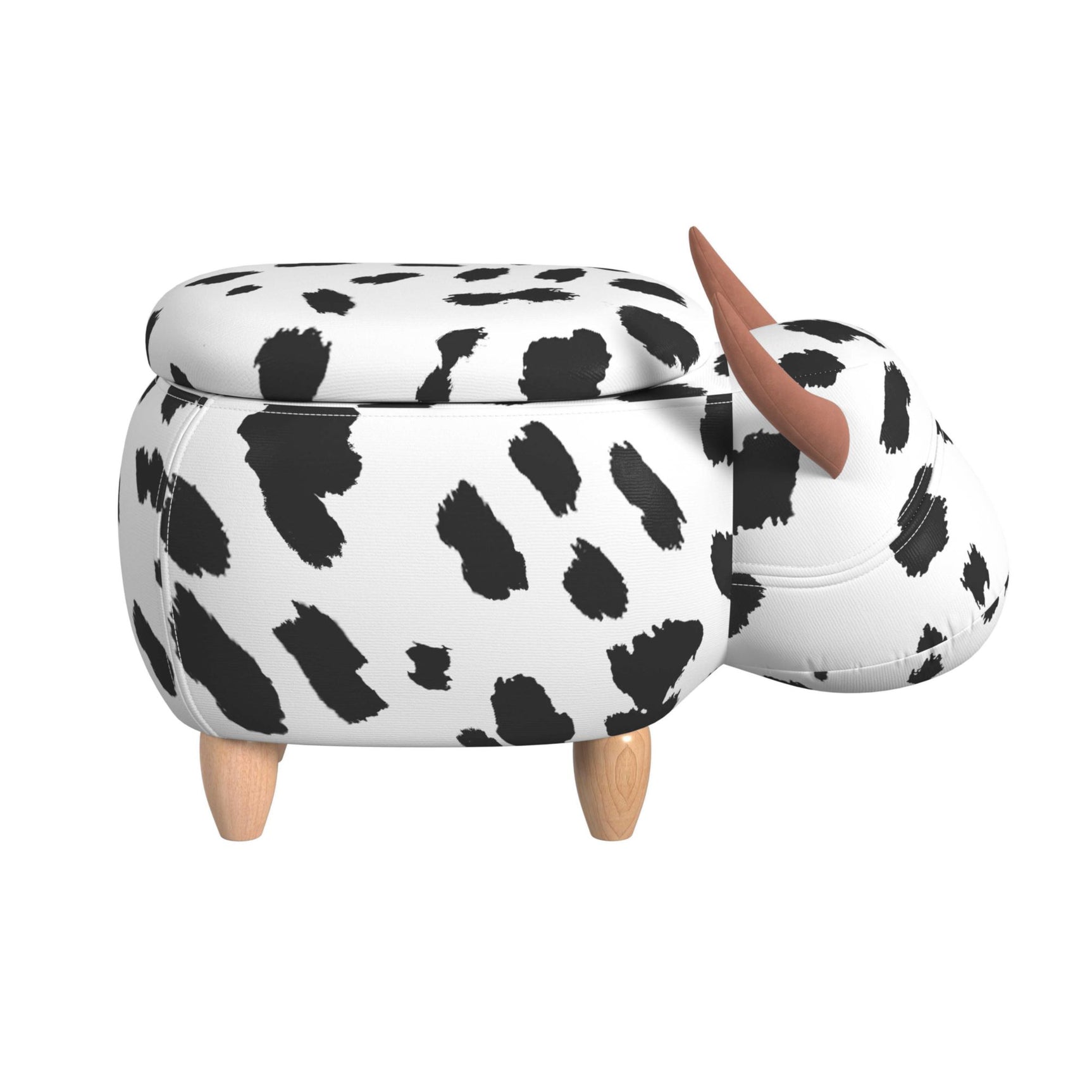 Cow Storage Stool in White and Black - Tampa Furniture Outlet