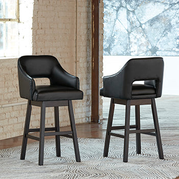 Tampa Furniture Outlet - Ashley Furniture - Tallenger Dining Room - Counter Height Bar Stool (Set of 2) / Dark Gray - D380-624X2