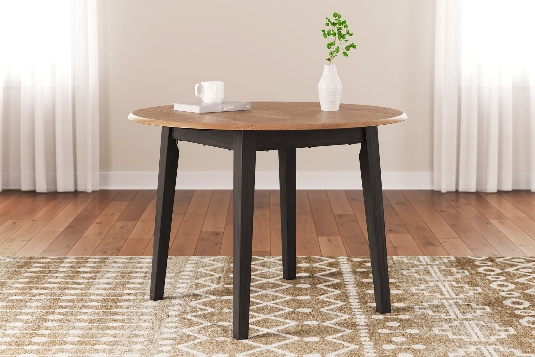 Tampa Furniture Outlet - Ashley Furniture - Gesthaven Dining Room - Round DRM Drop Leaf Table / Natural/Brown - D396-15