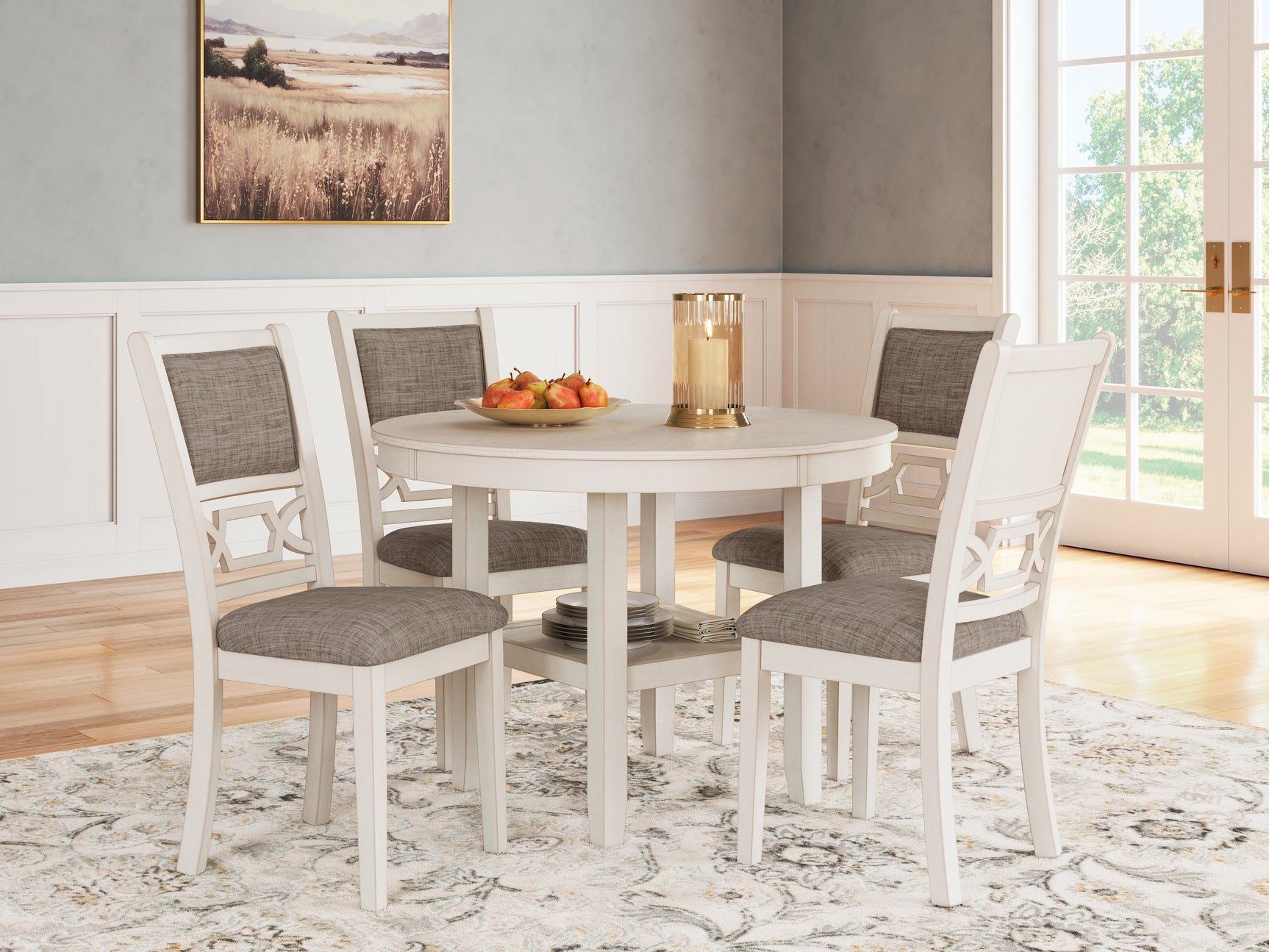Tampa Furniture Outlet - Ashley Furniture - Erinberg Dining Room - DRM Counter Table Set (5/CN) / Antique White - D423-223