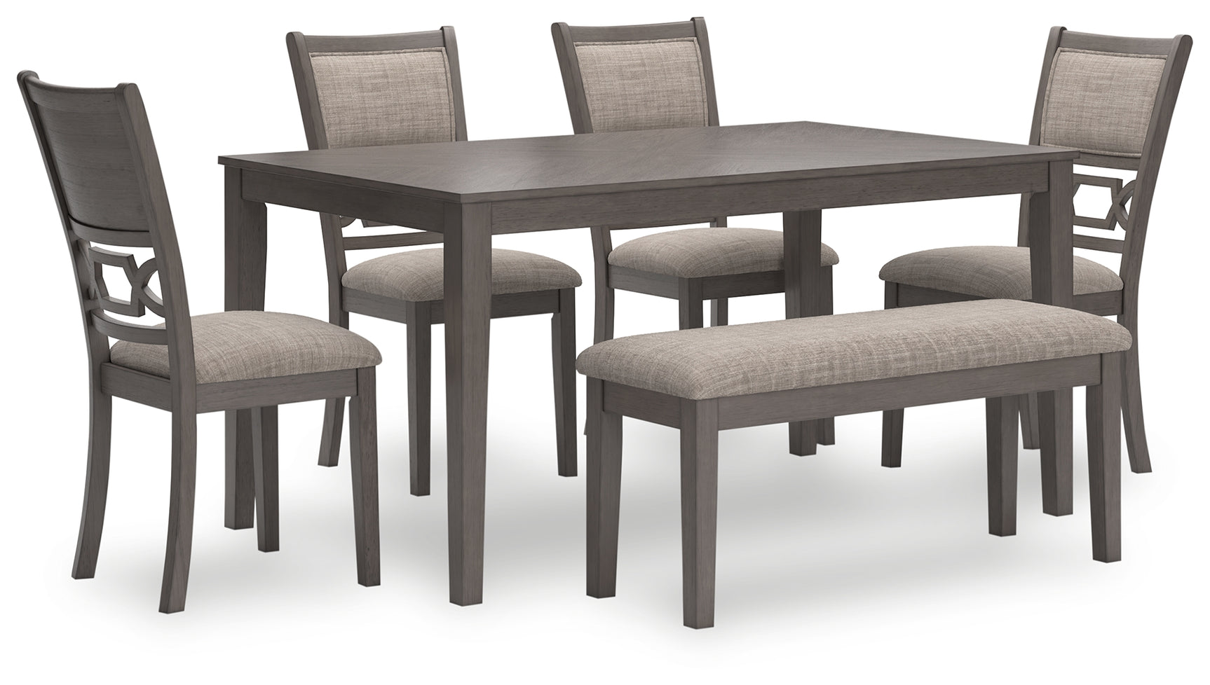 Tampa Furniture Outlet - Ashley Furniture - Wrenning Dining Room - Dining Room Table Set (6/CN) / Gray - D425-325
