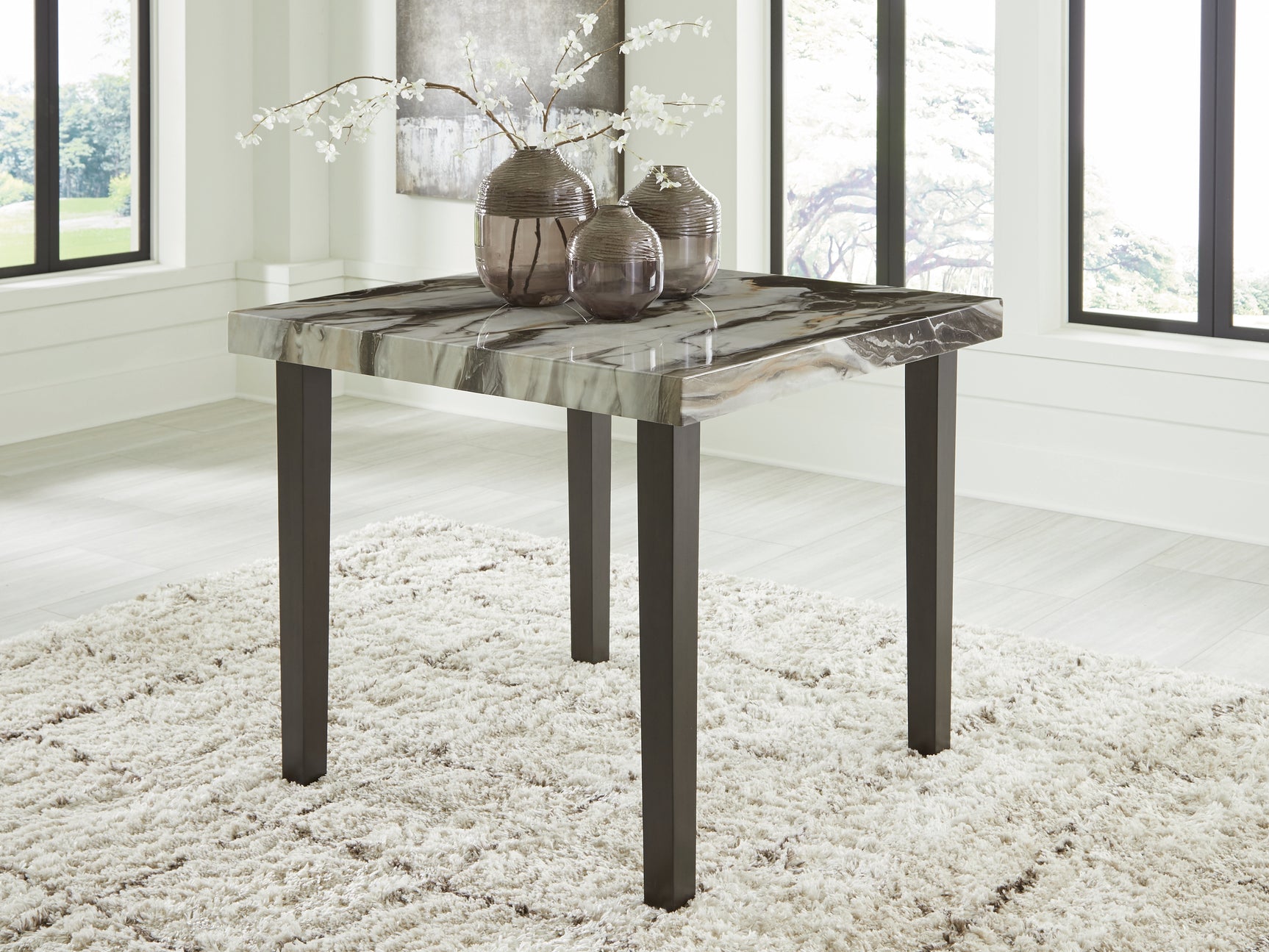 Tampa Furniture Outlet - Ashley Furniture - Jeshina Counter Height Dining Table - Square DRM Counter Table / Dark Brown/Beige - PCD581-13