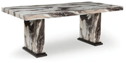 Tampa Furniture Outlet - Ashley Furniture - Jeshina Dining Table - Dining Table / Dark Brown/Beige - PCD581D4