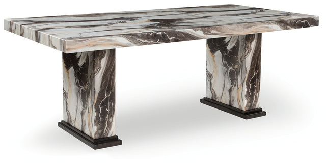 Tampa Furniture Outlet - Ashley Furniture - Jeshina Dining Table - Dining Table / Dark Brown/Beige - PCD581D4