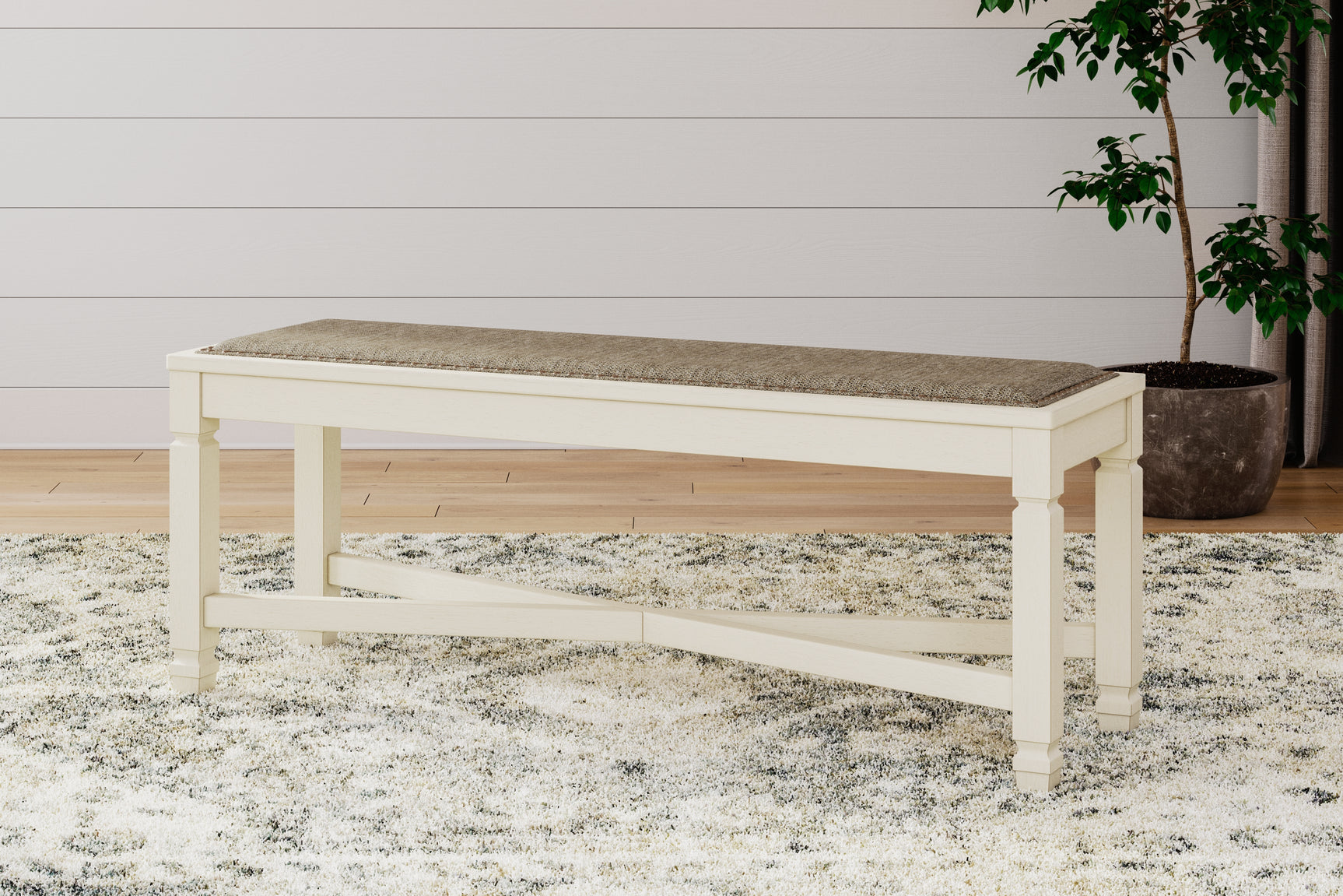 Tampa Furniture Outlet - Ashley Furniture - Bolanburg Dining Bench - Large UPH Dining Room Bench / Two-tone / 50"W x 15"D x 20"H - D647-00