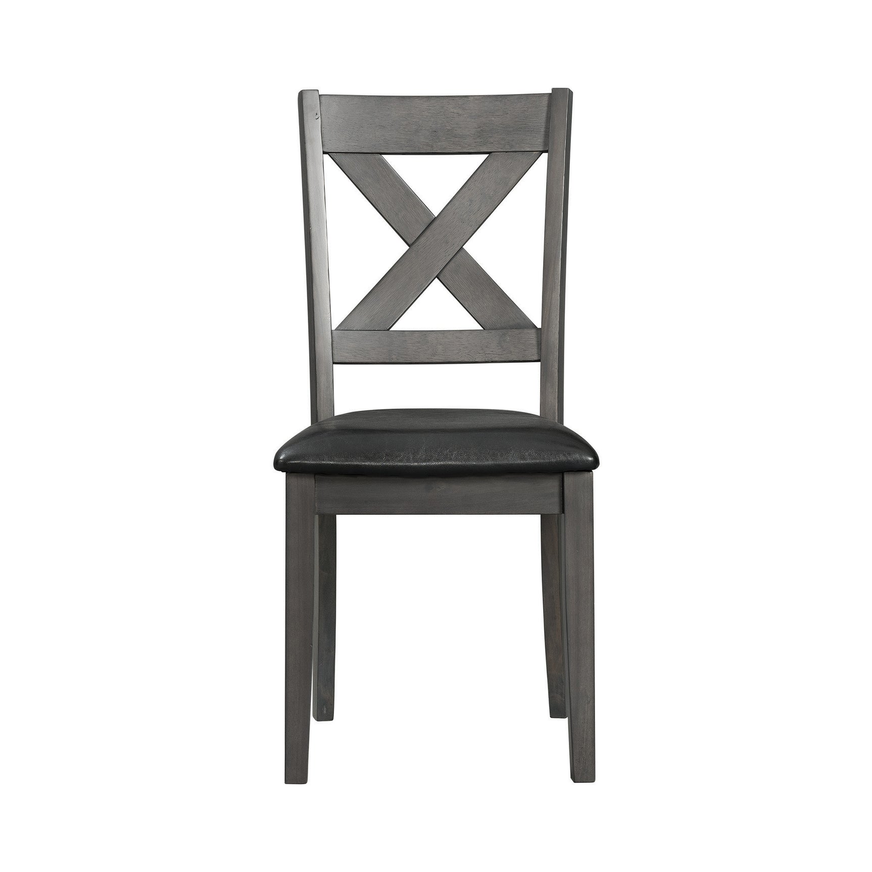 Alex Grey 60" 7 PC Dining Set (Grey Table with Black PU Seat)