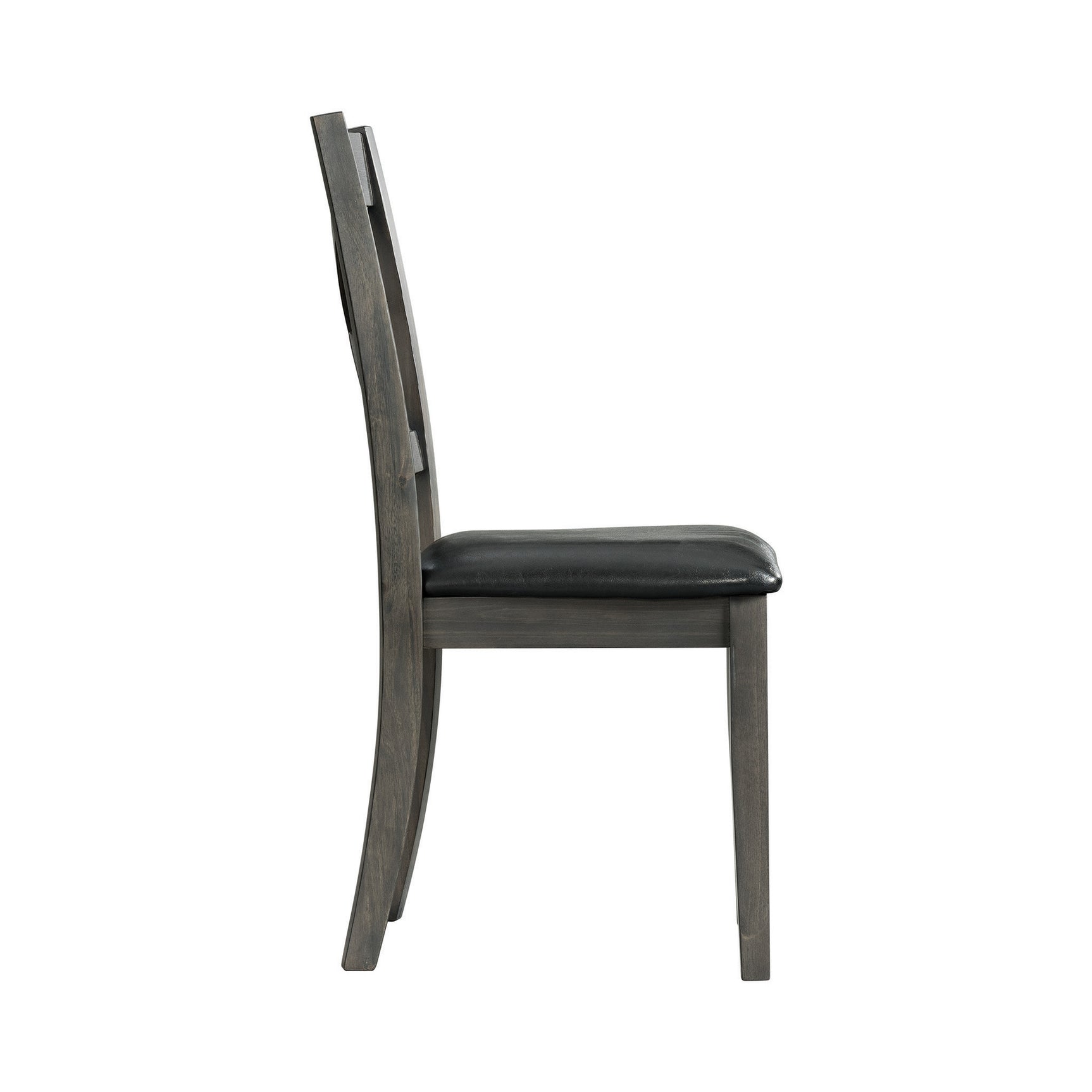 Alex Grey 60" 7 PC Dining Set (Grey Table with Black PU Seat)