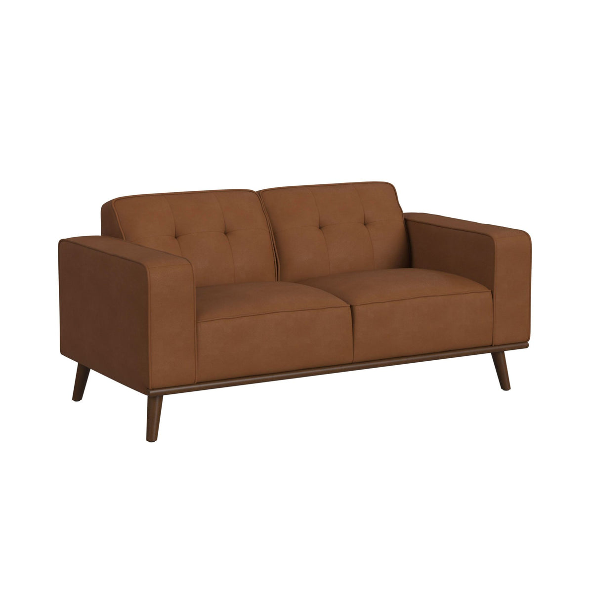 Destiny Loveseat with Wood Front in Pebble Tan