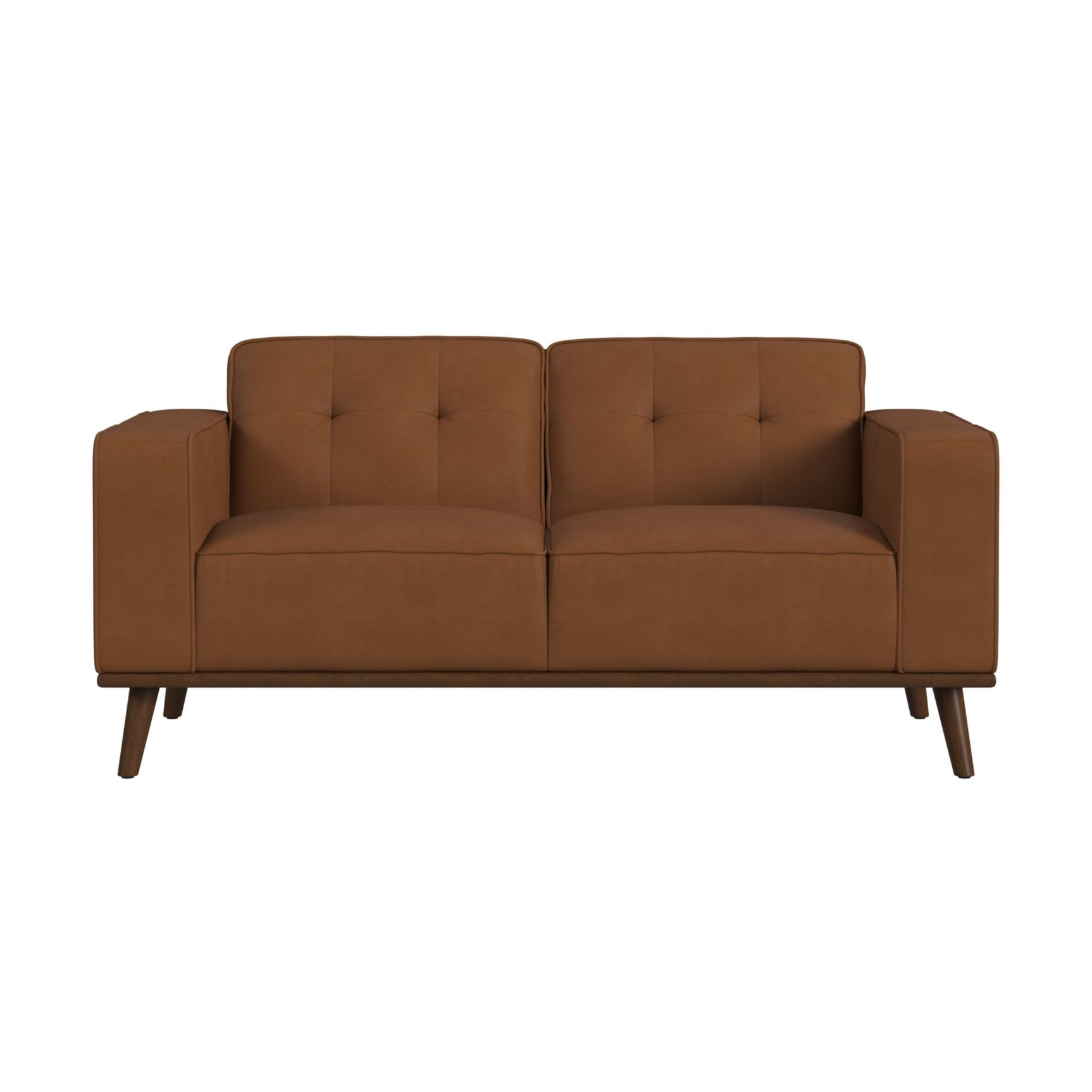 Destiny Loveseat with Wood Front in Pebble Tan - Tampa Furniture Outlet