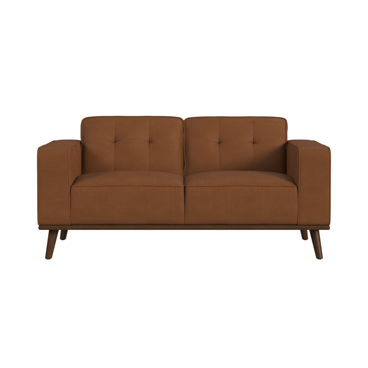 Destiny Loveseat with Wood Front in Pebble Tan