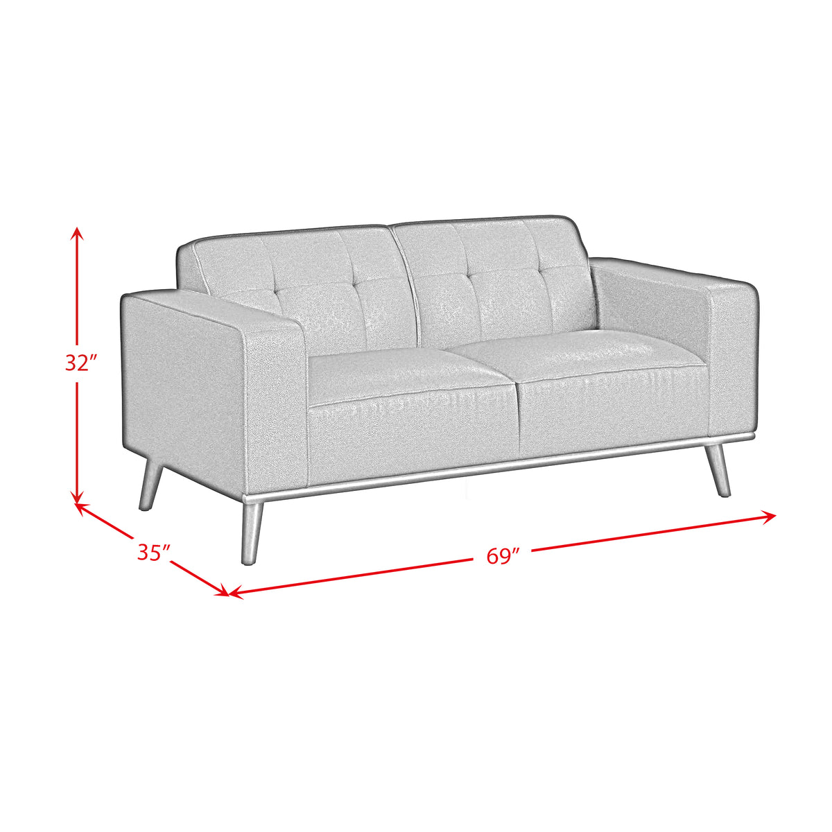 Destiny Loveseat with Wood Front in Pebble Tan