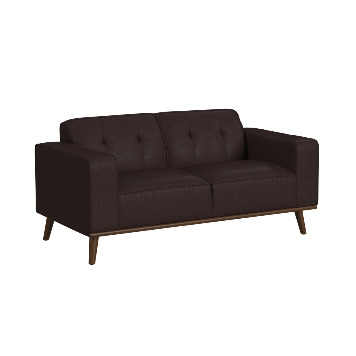 Destiny Loveseat with Wood Front in Pebble Brown