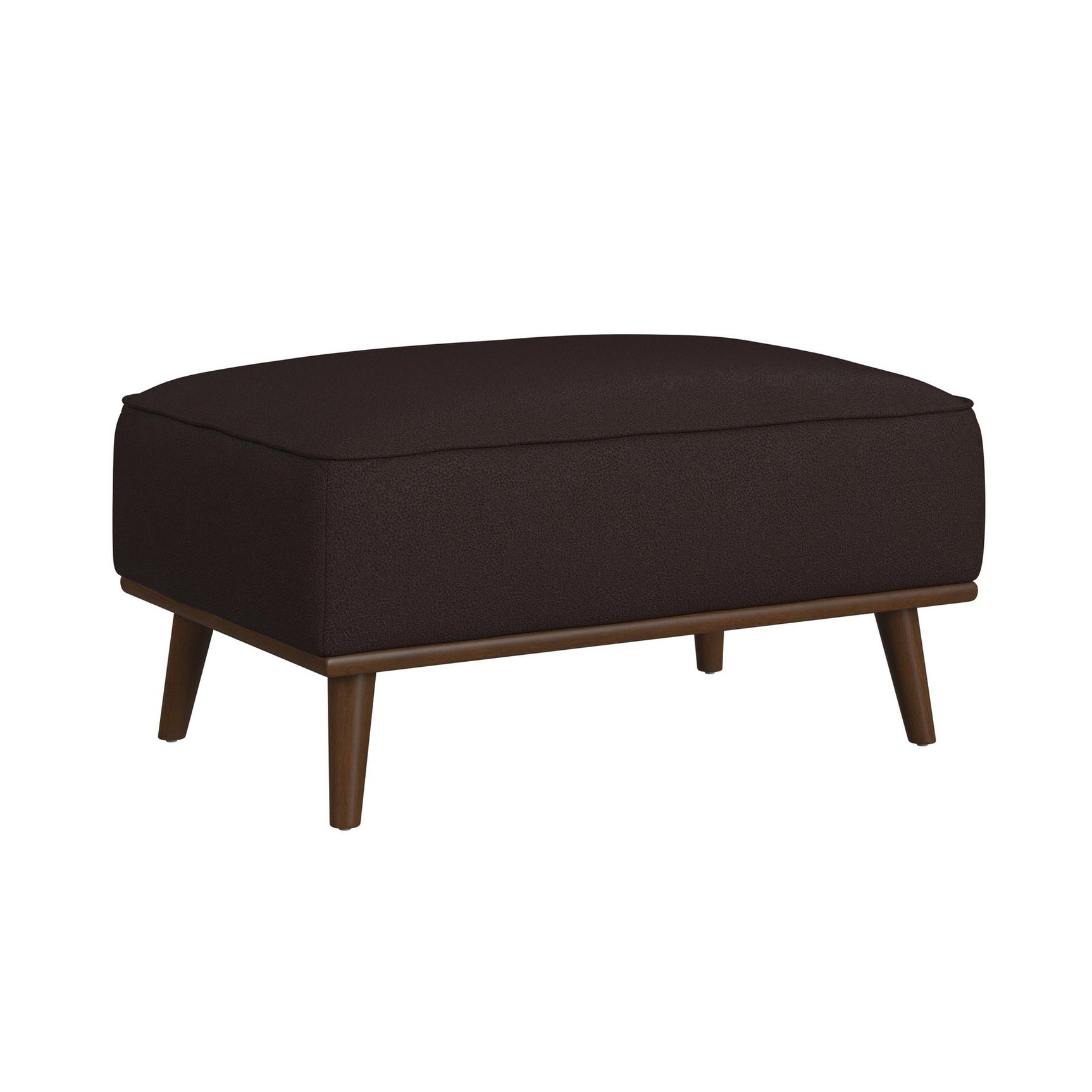 Destiny Ottoman with Wood Base in Pebble Brown