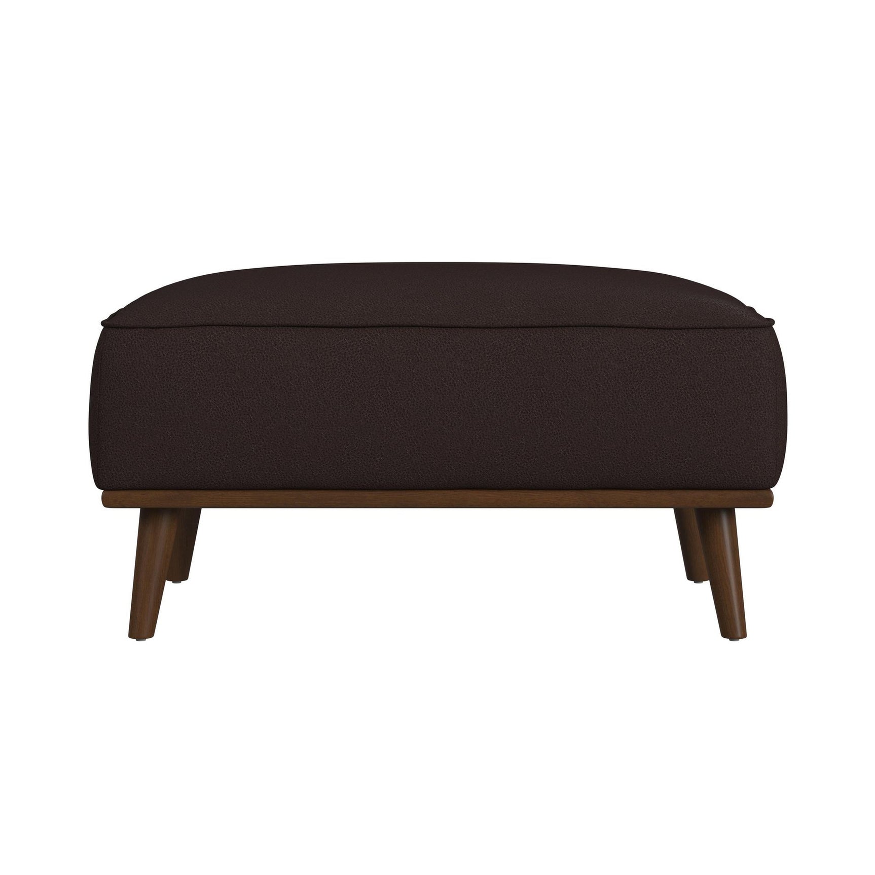 Destiny Ottoman with Wood Base in Pebble Brown