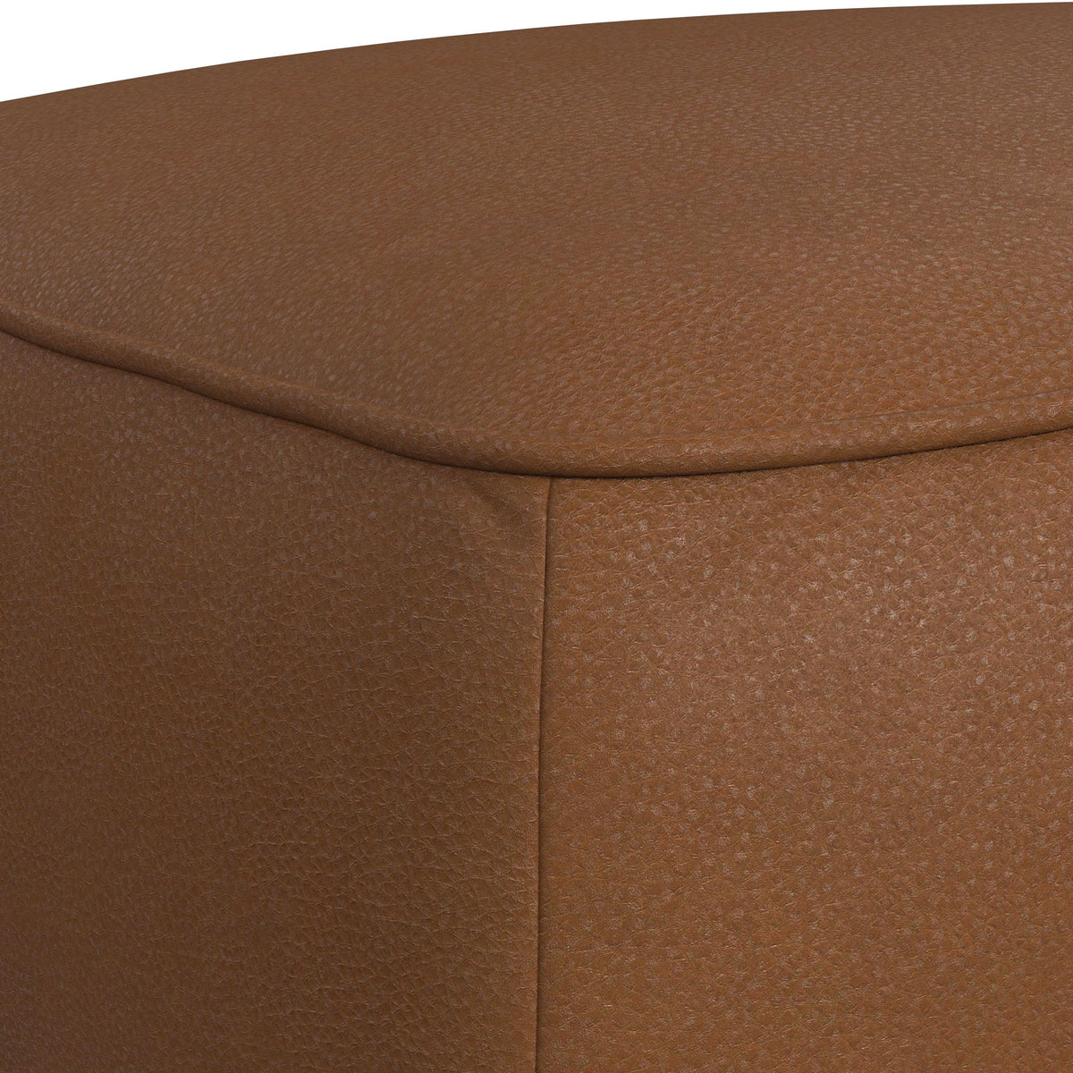 Destiny Ottoman with Wood Base in Pebble Tan
