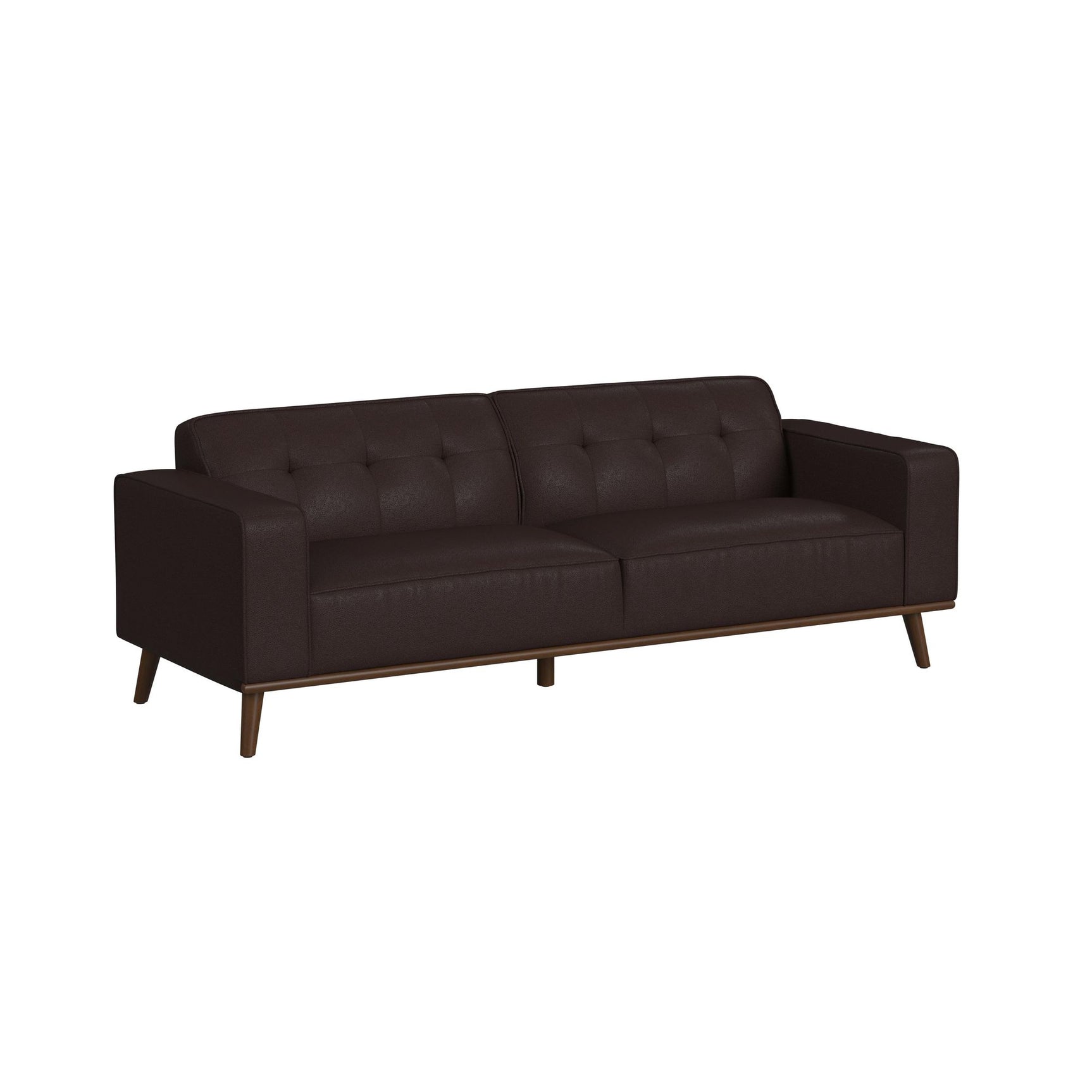 Destiny Sofa with Wood Front in Pebble Brown - Tampa Furniture Outlet