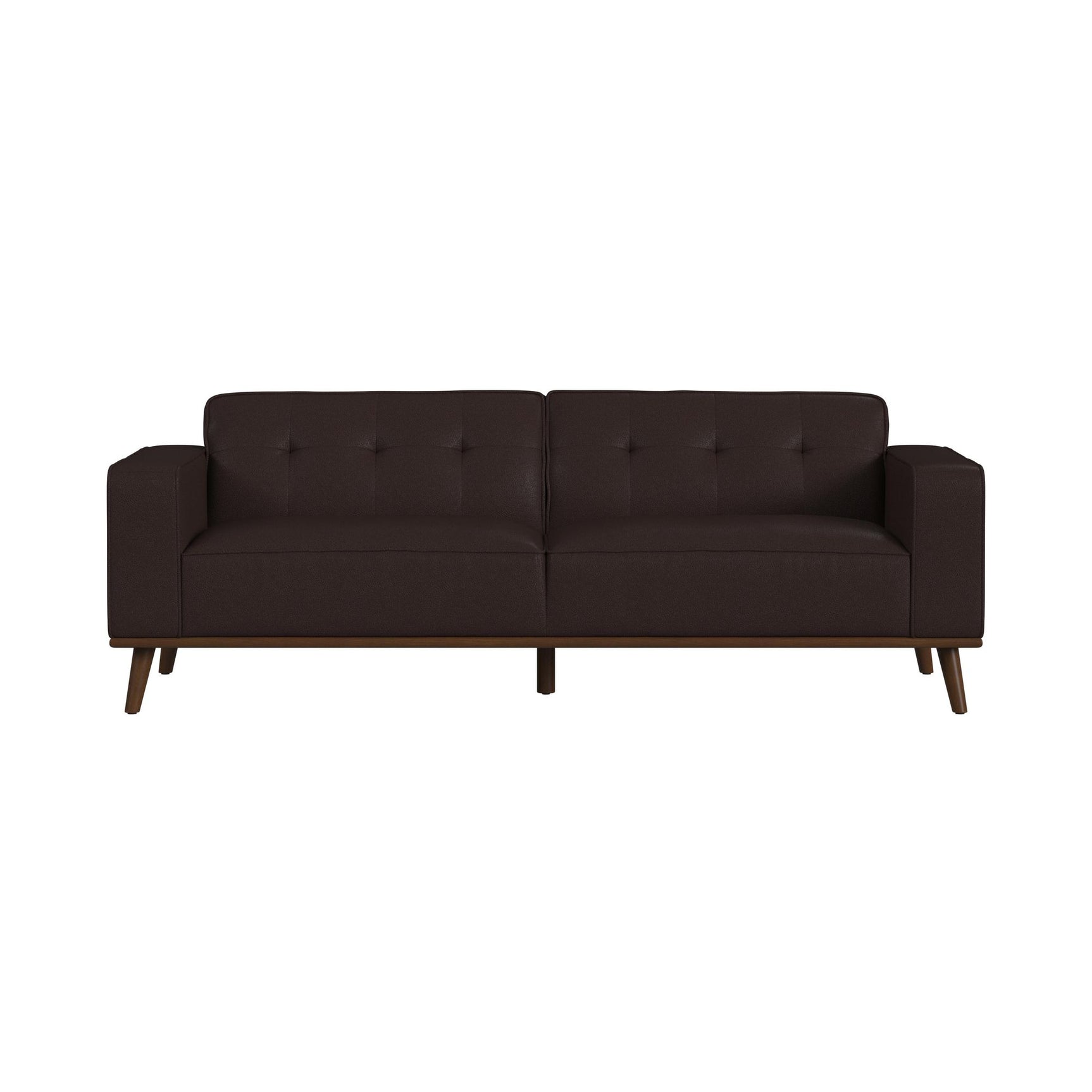 Destiny Sofa with Wood Front in Pebble Brown - Tampa Furniture Outlet