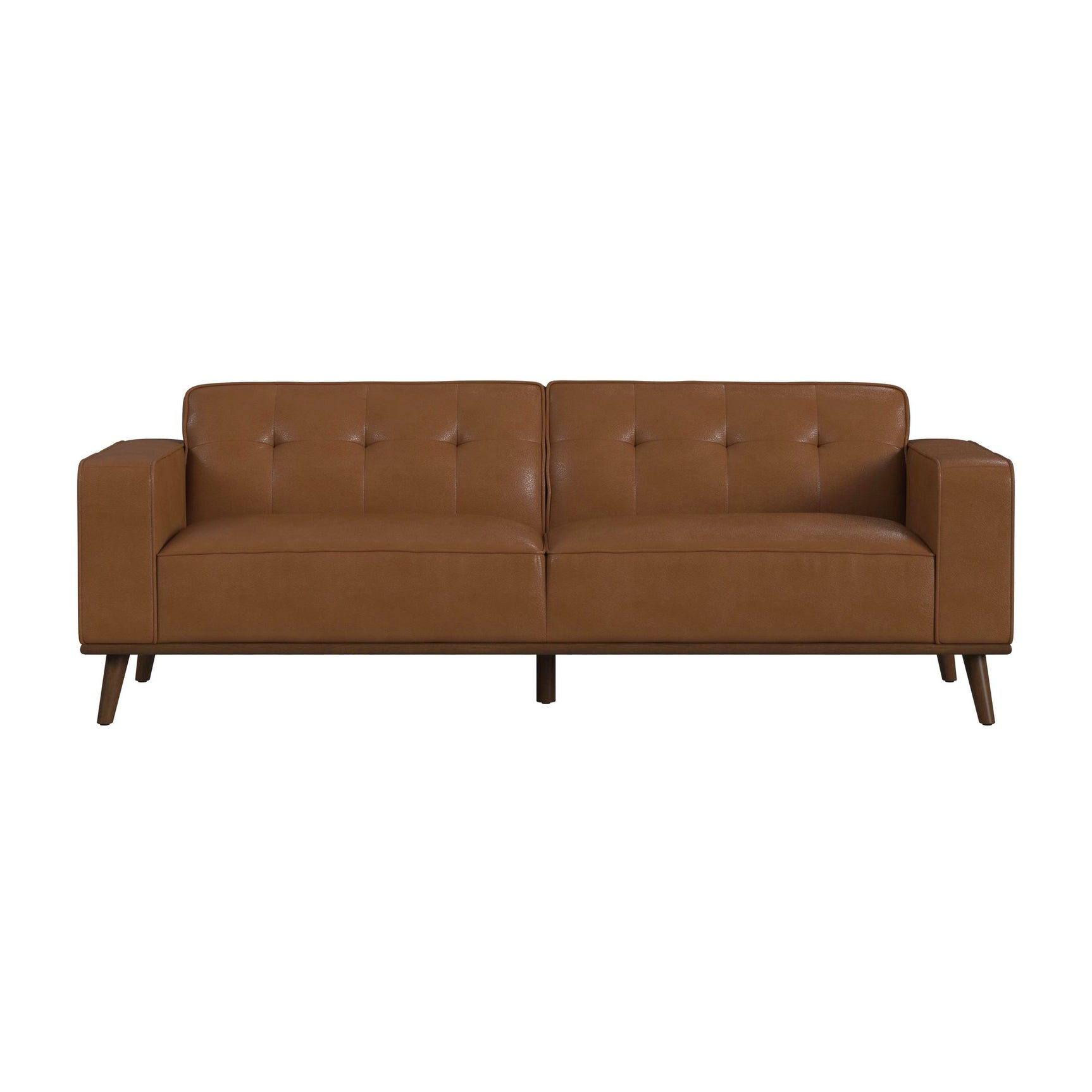 Destiny Sofa with Wood Front in Pebble Tan - Tampa Furniture Outlet