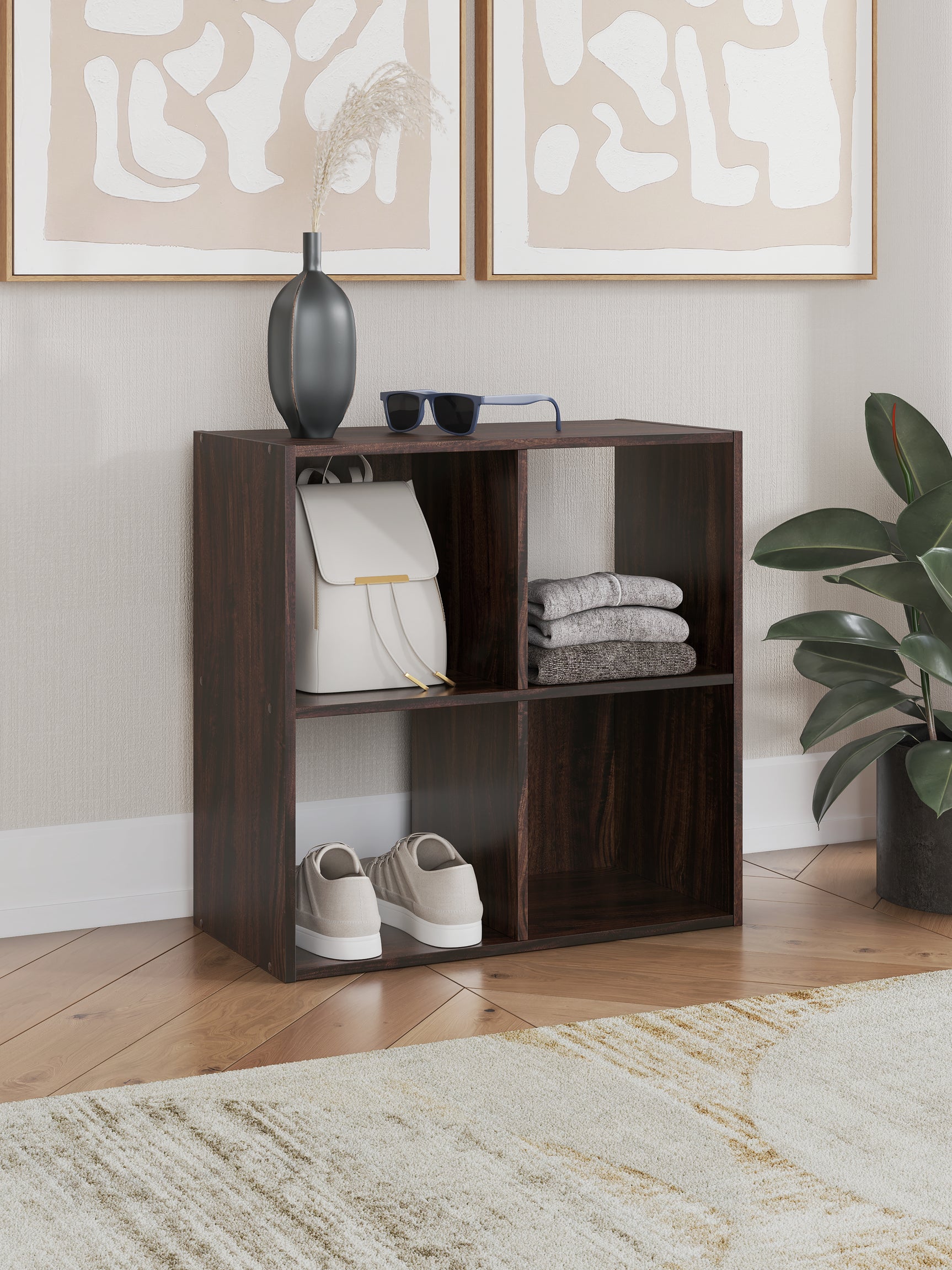 Tampa Furniture Outlet - Ashley Furniture - Glosmount Four Cube Organizer - Four Cube Organizer / Cherry/Light Brown - EA1055-2X2