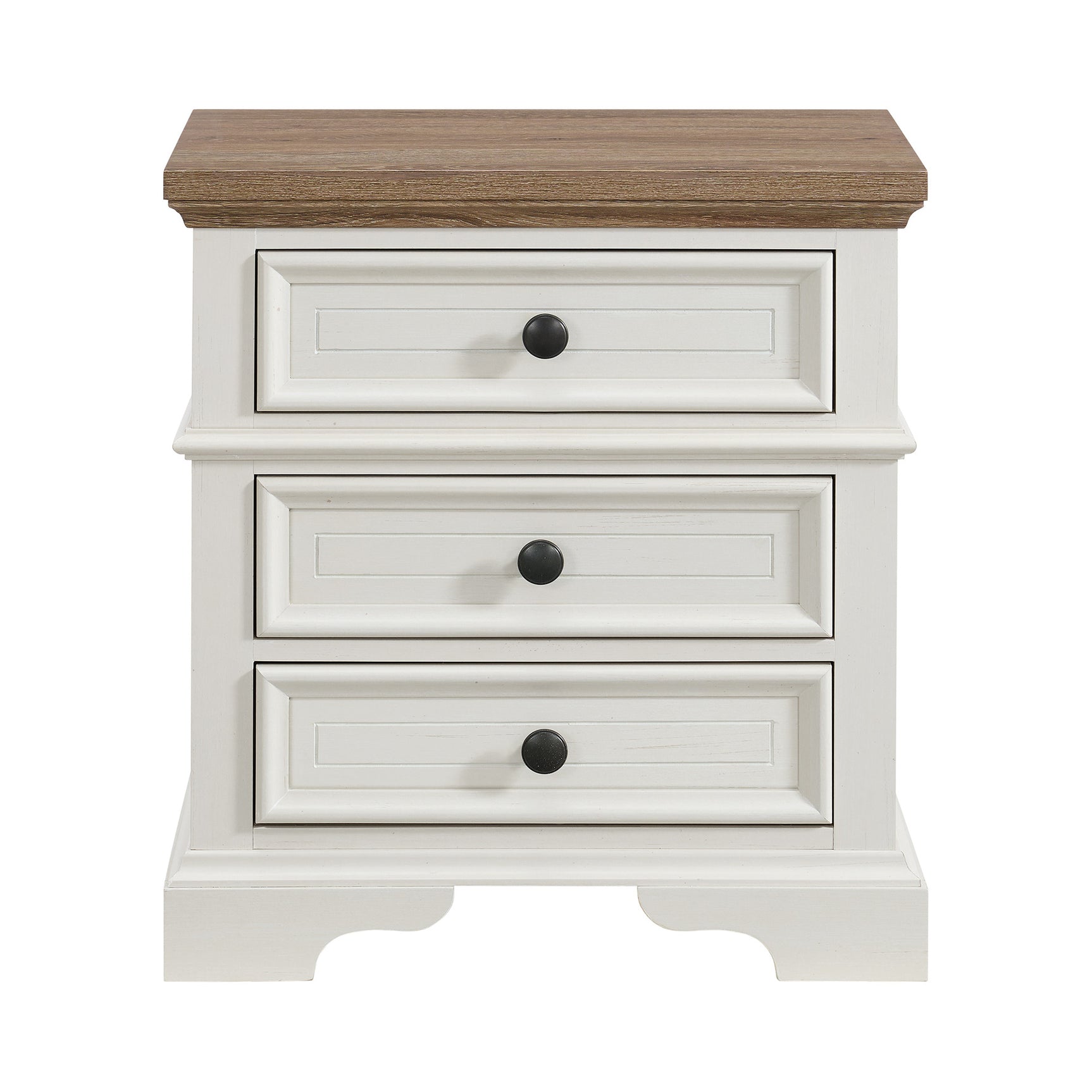 Eastwood Youth 3-Drawer Nightstand in Brown and Off-White