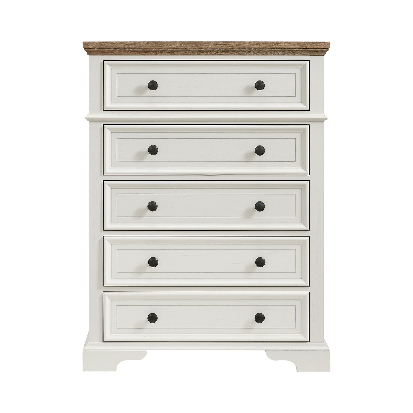 Eastwood Youth 5-Drawer Chest in Brown and Off-White