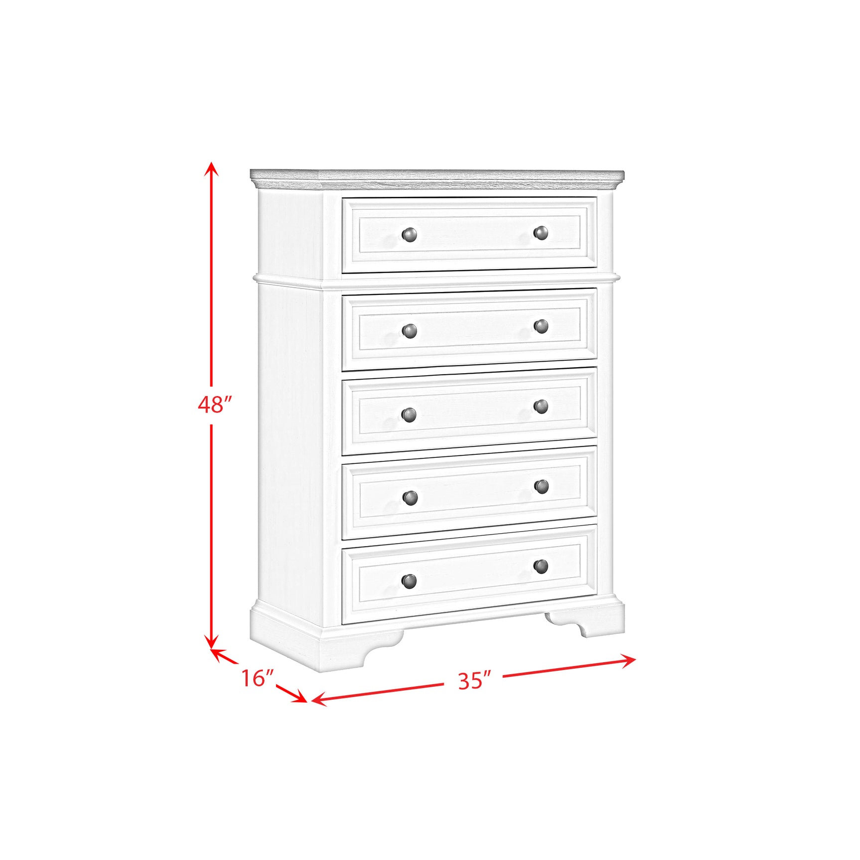 Eastwood Youth 5-Drawer Chest in Brown and Off-White