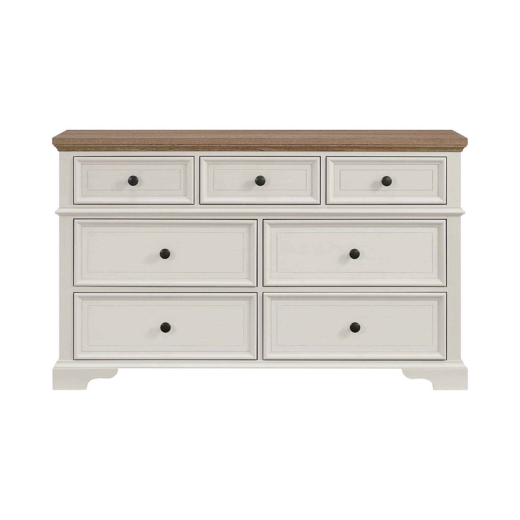 Eastwood Youth 7-Drawer Dresser in Brown and Off-White