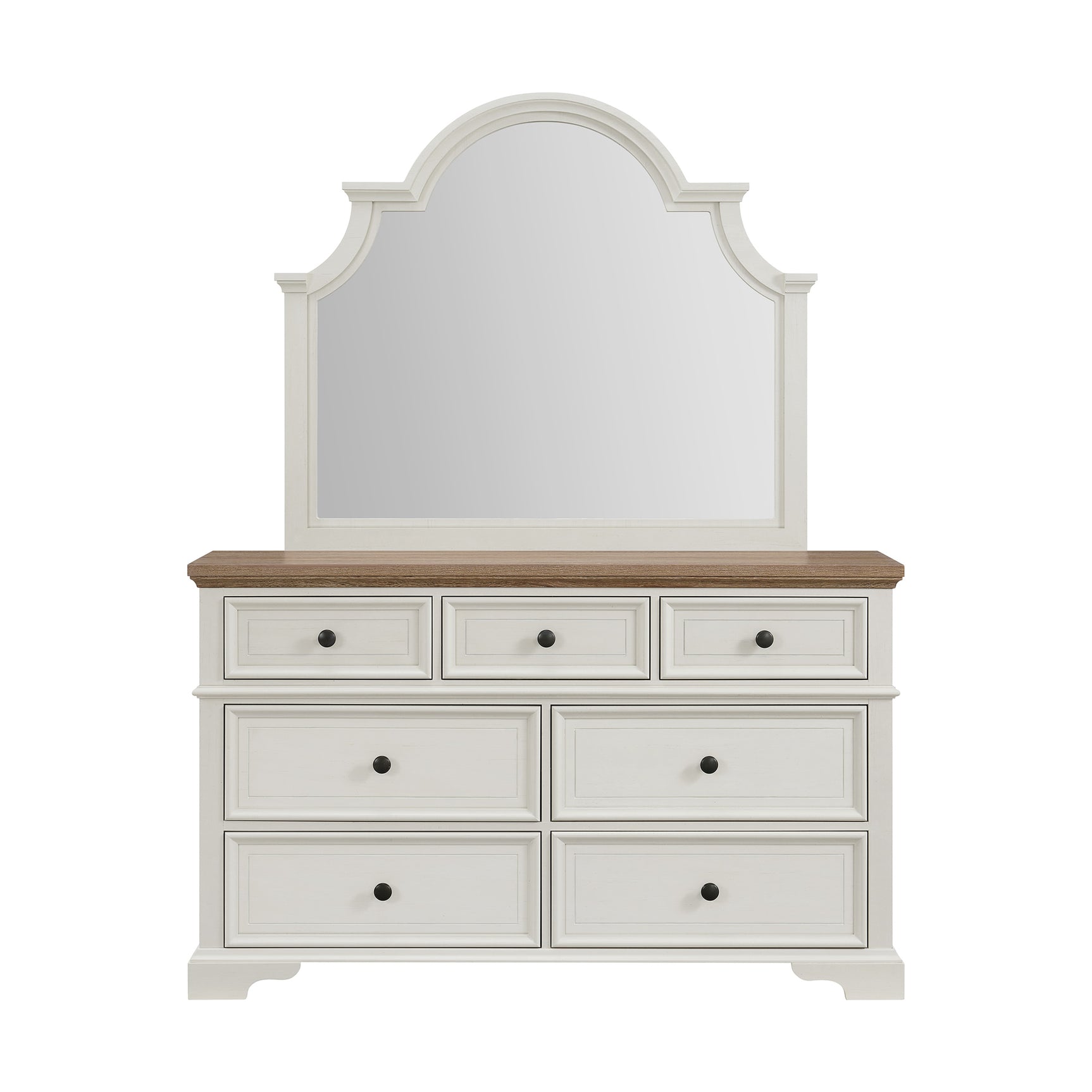Eastwood Youth Dresser and Mirror Set in Brown and Off-White - Tampa Furniture Outlet