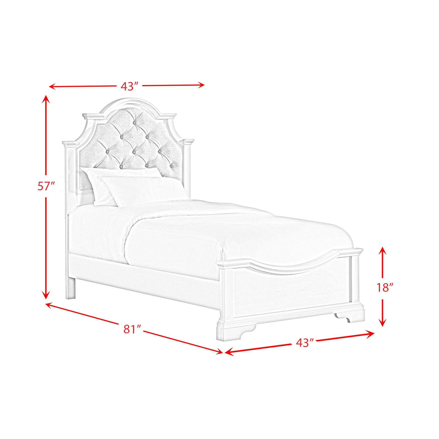 Eastwood Youth Twin UPH Bed in Off-White - Tampa Furniture Outlet