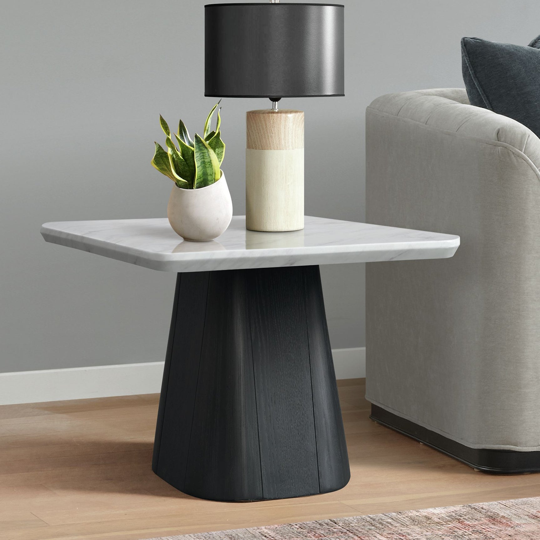 Edison End Table in White and Black – SKU T-9130-8-ET | Elements