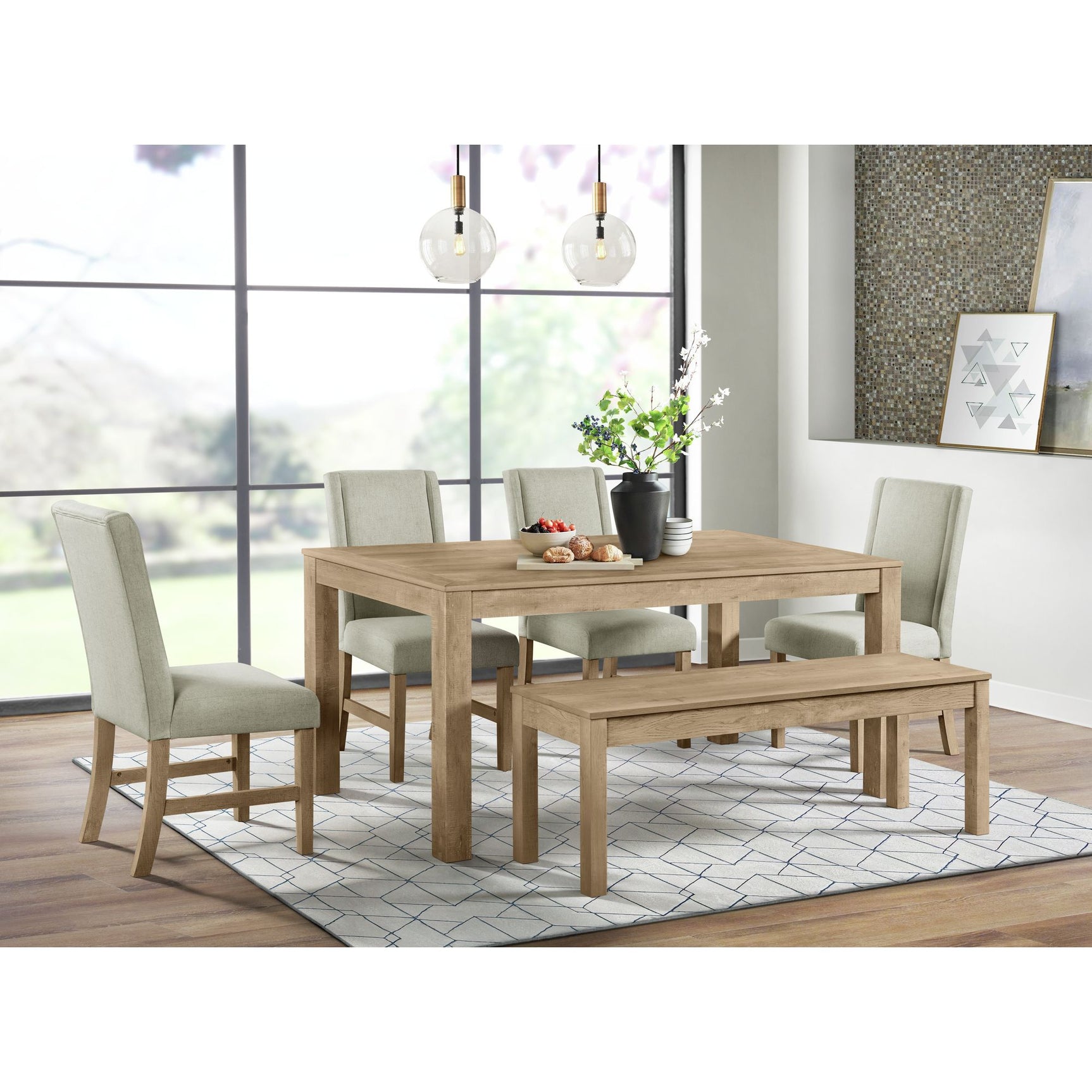Eleanor Dining Bench in Brown – SKU D-6460-5-BN | Elements