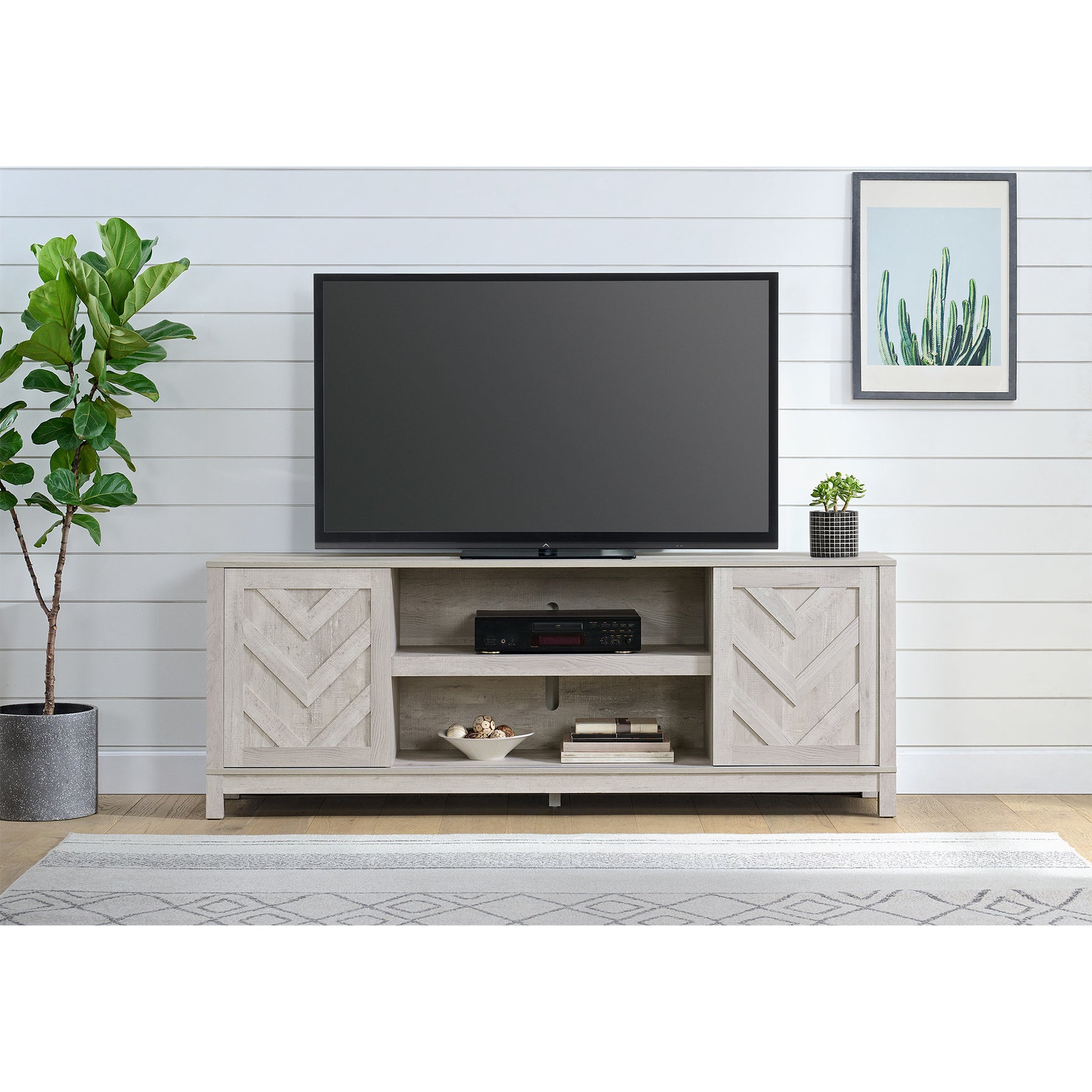 Eleanor 70" TV Stand with Sliding Door in White – SKU LA-6460-3-TV2 | Elements