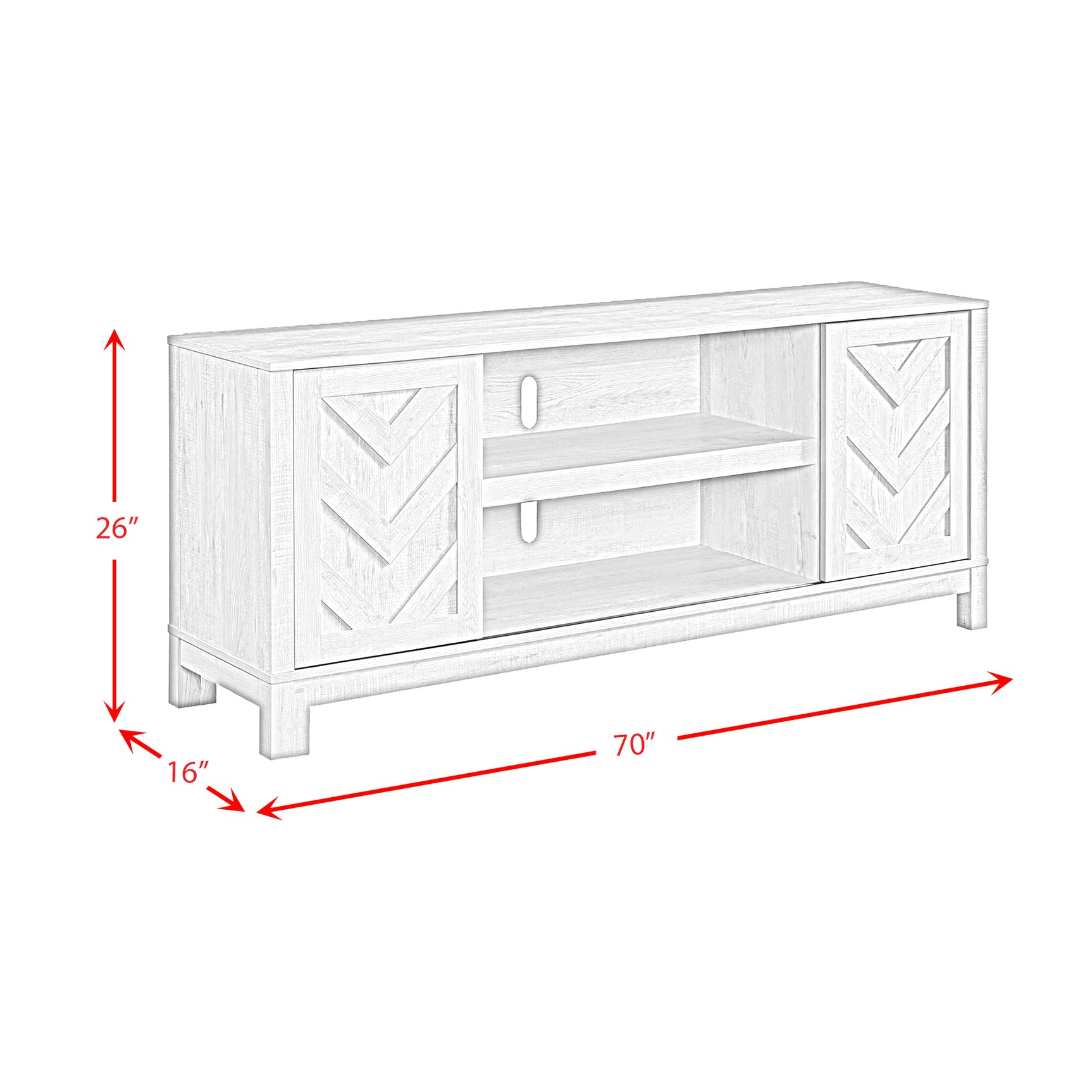 Eleanor 70" TV Stand with Sliding Door in White - Tampa Furniture Outlet