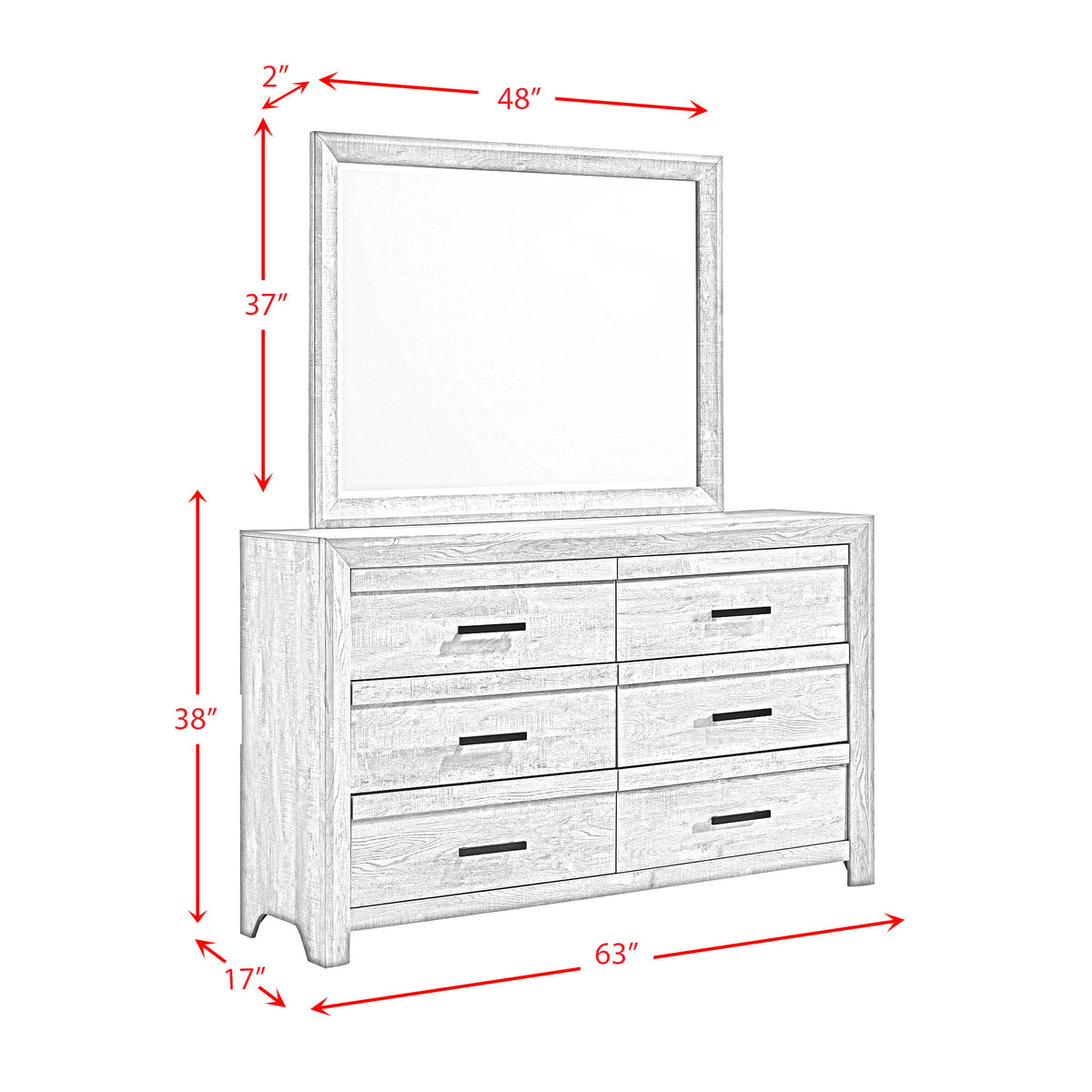 Ellen Dresser & Mirror Set White