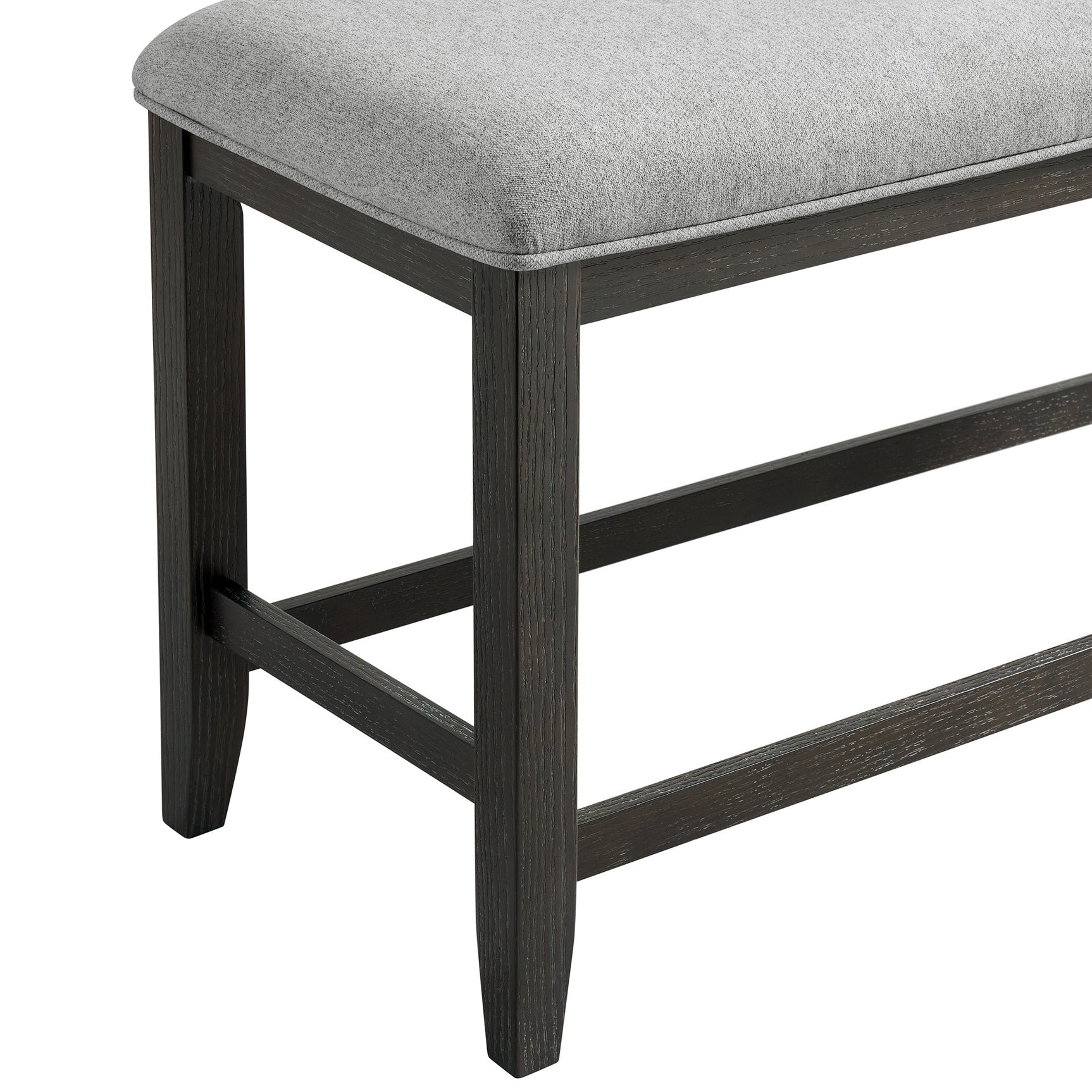Elodie Counter Bench with Grey Fabric in Charcoal - Tampa Furniture Outlet