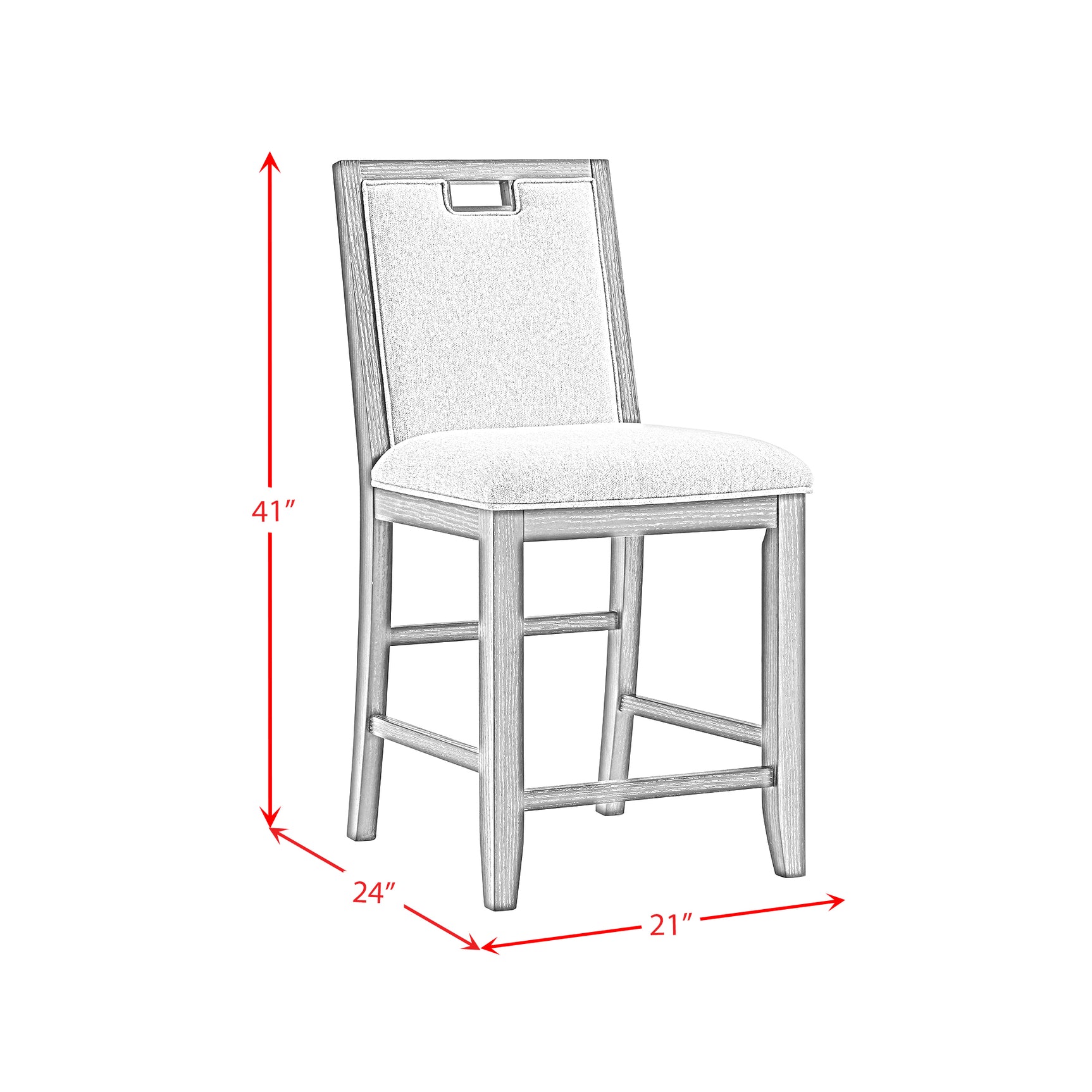 Elodie Counter Chair with Grey Fabric in Charcoal (2 Per Carton)
