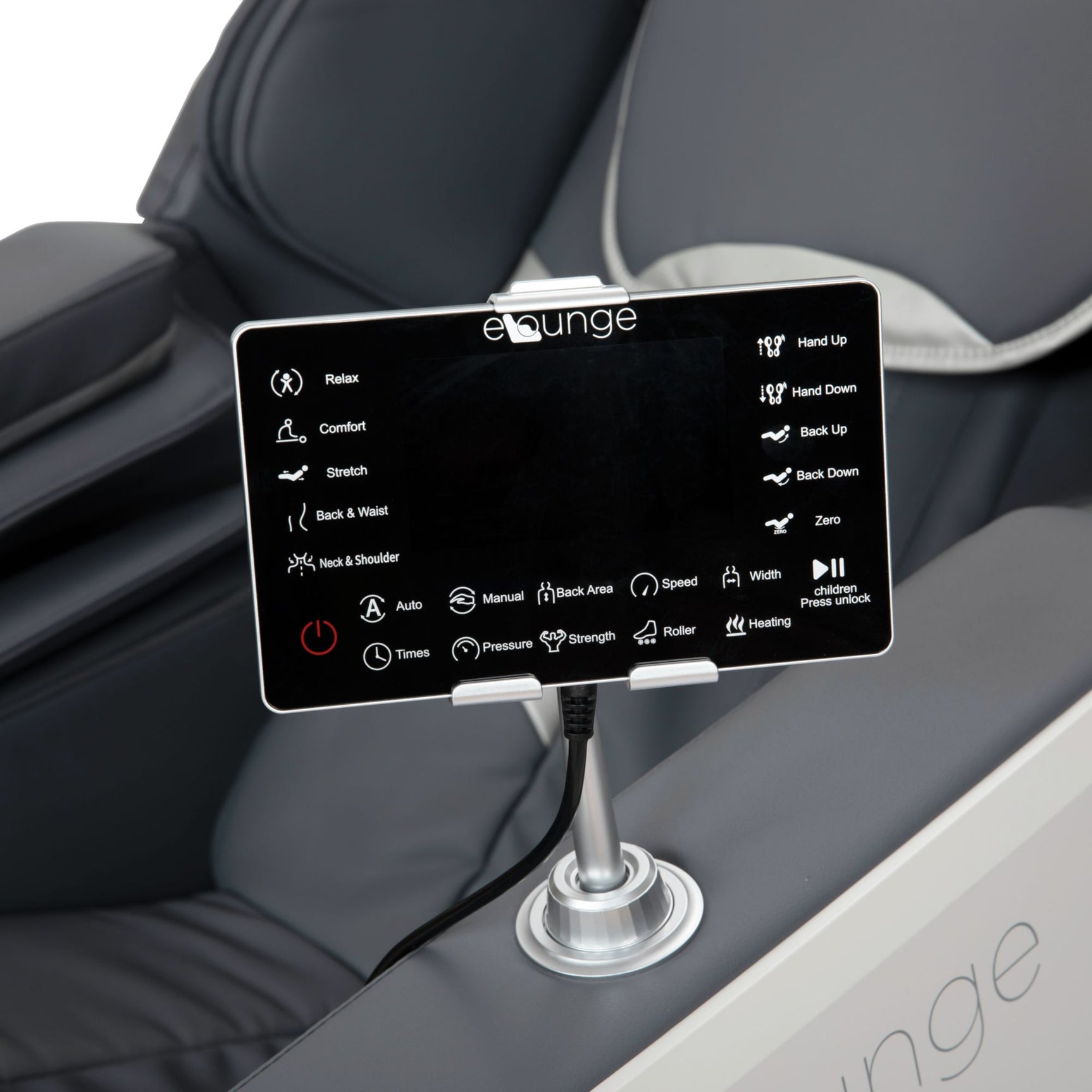 Embrace Massage Chair in Charcoal PU - Tampa Furniture Outlet