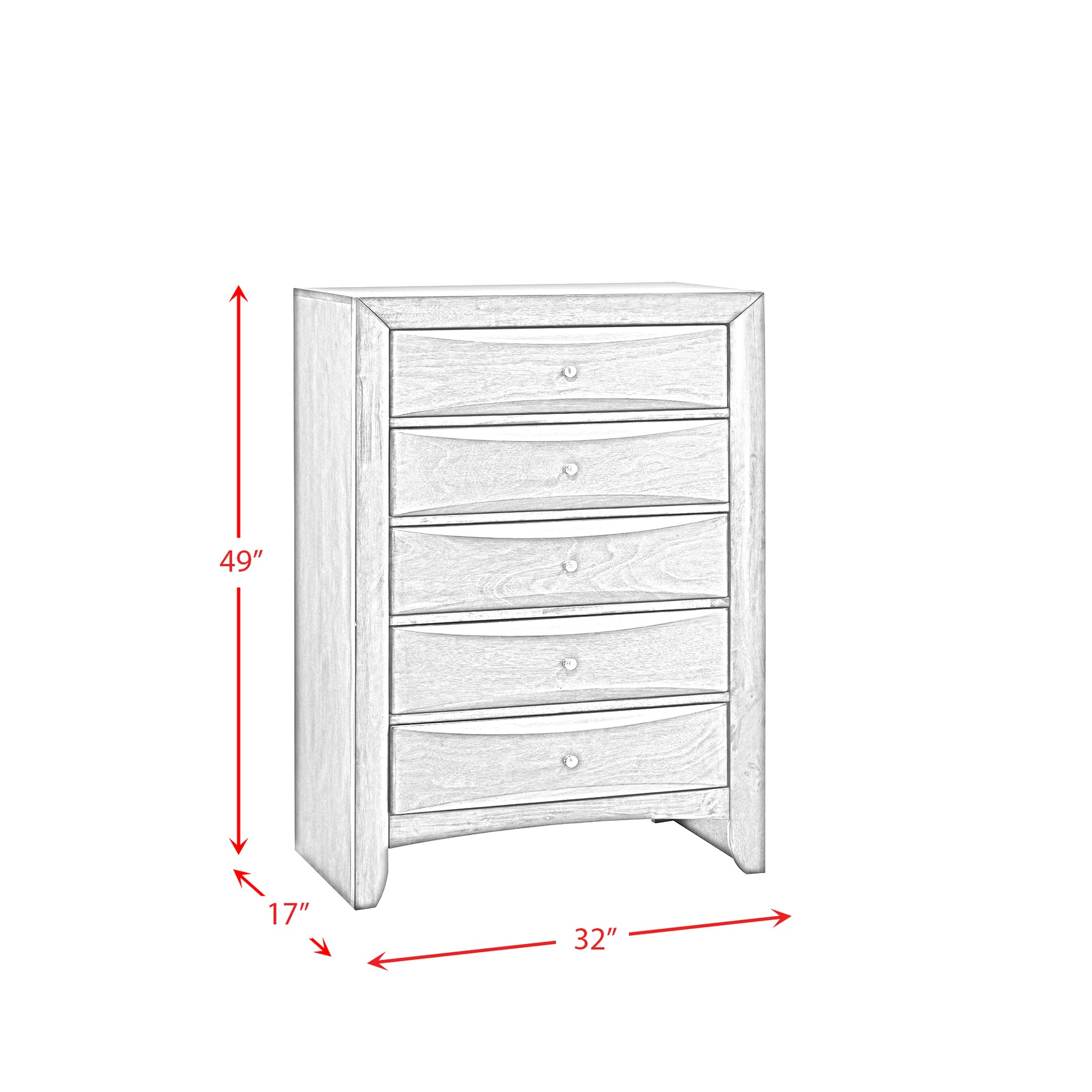 Emily Chest Grey 5Drawer (Sturdy) - Tampa Furniture Outlet