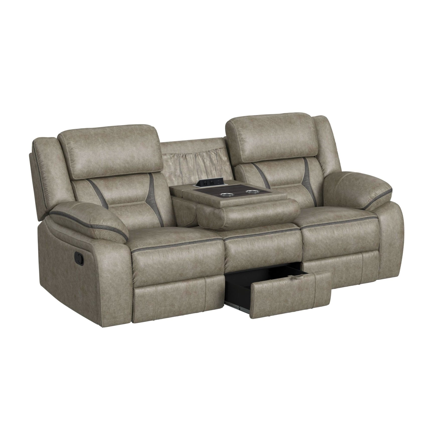 Engage Motion Sofa with DDT, Drawer and PWS in Corral Grey - Tampa Furniture Outlet