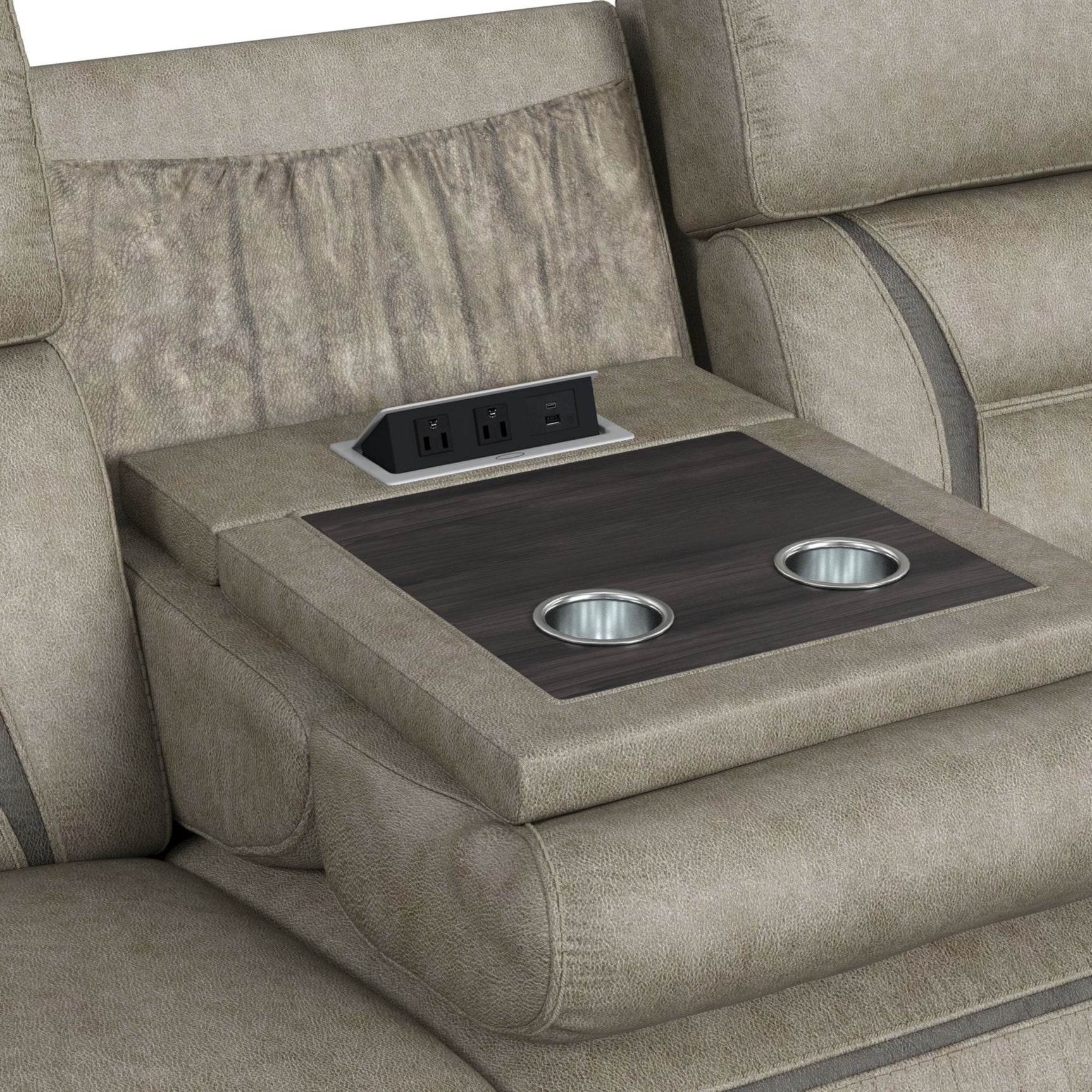 Engage Motion Sofa with DDT, Drawer and PWS in Corral Grey - Tampa Furniture Outlet