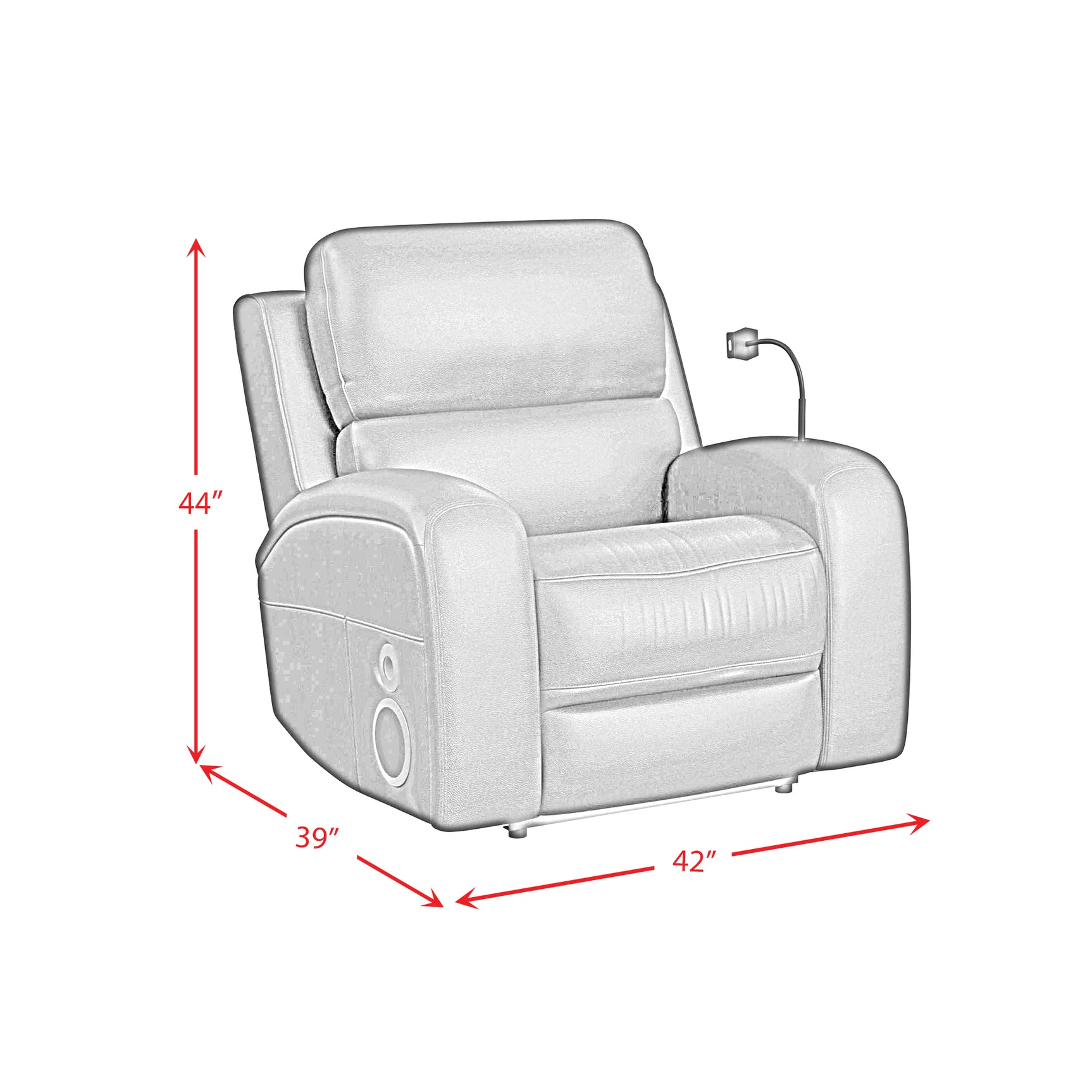 Euphora P3 Power Glider Recliner W/Heat & Massage, Music, Ipad holder W/wireless charger and USBC in Aline Black
