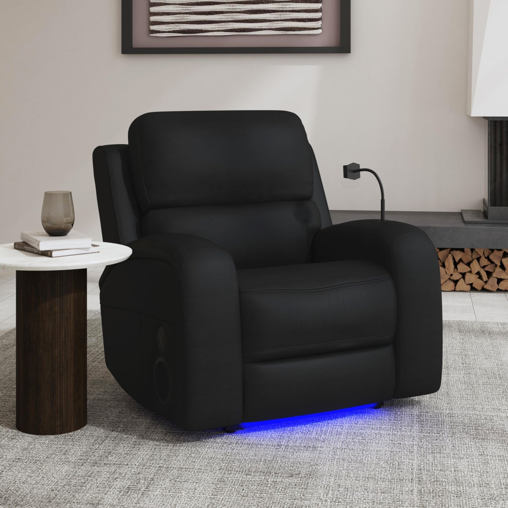 Euphora P3 Power Glider Recliner W/Heat & Massage, Music, Ipad holder W/wireless charger and USBC in Aline Black – SKU U-16650-11432-105PPP | Elements