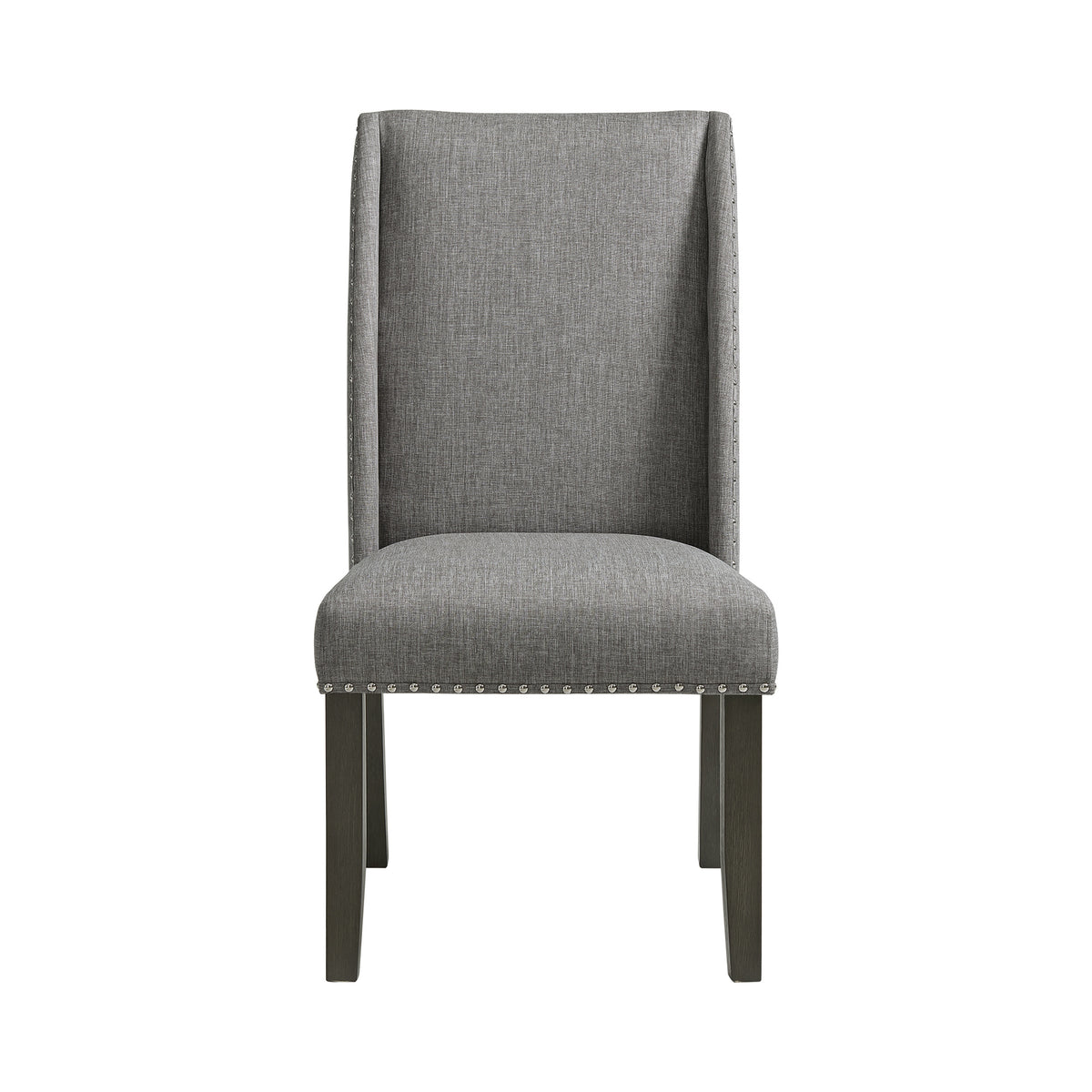 Everdeen Side Chair w/ Grey Fabric and Nail Heads in Charcoal (2 Per Carton)