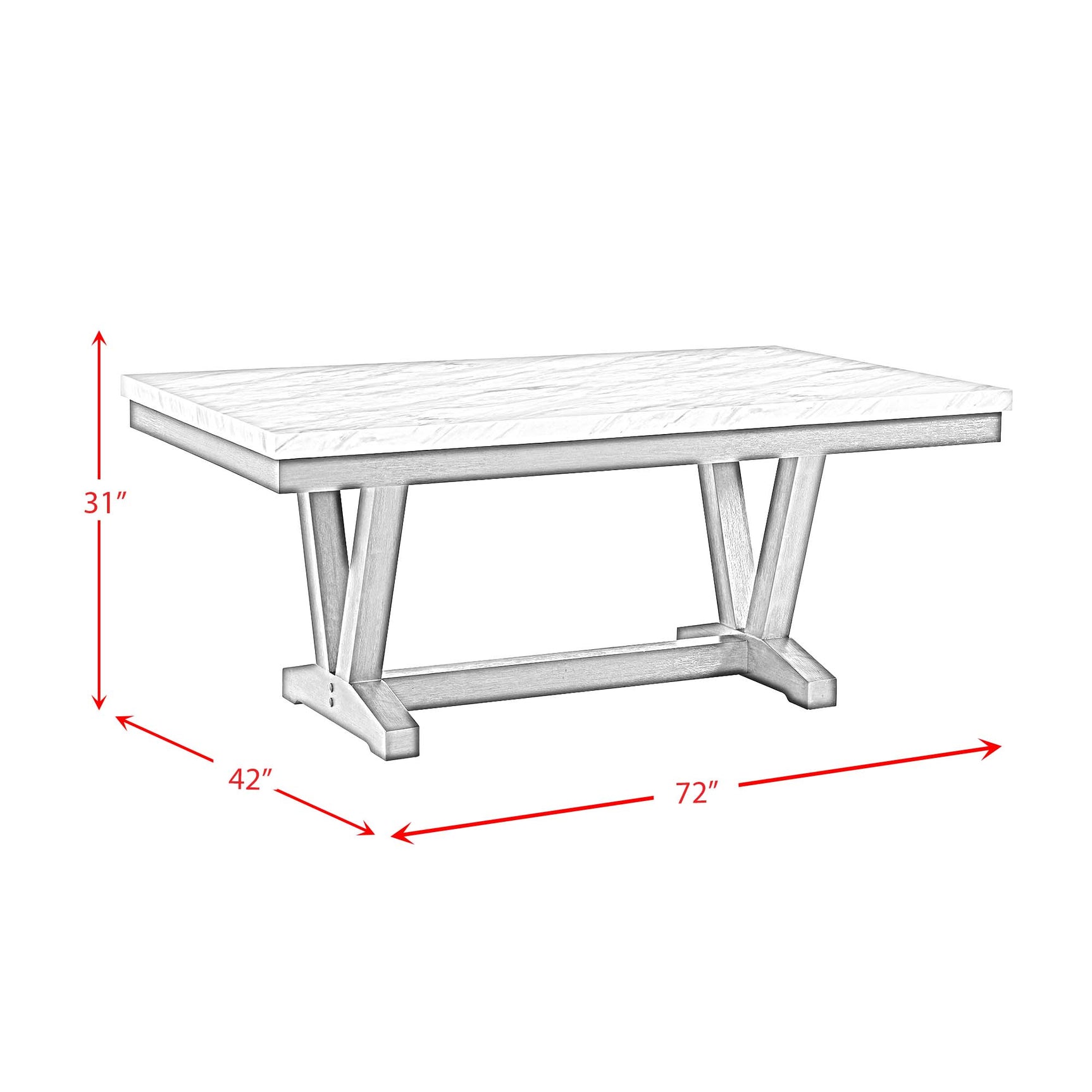 Everdeen Dining Table w/ White Faux Marble Top in Charcoal - Tampa Furniture Outlet