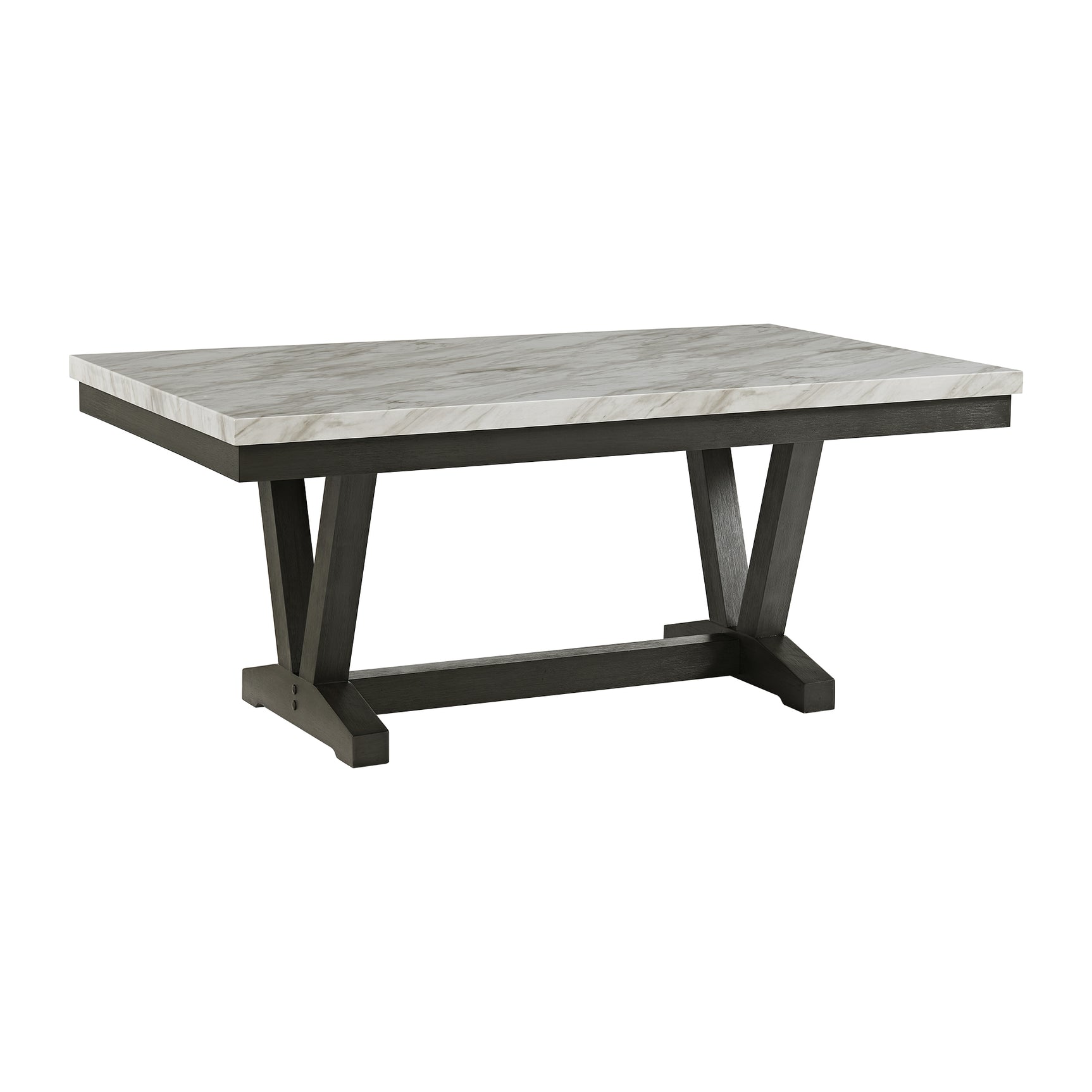 Everdeen Dining Table w/ White Faux Marble Top in Charcoal - Tampa Furniture Outlet