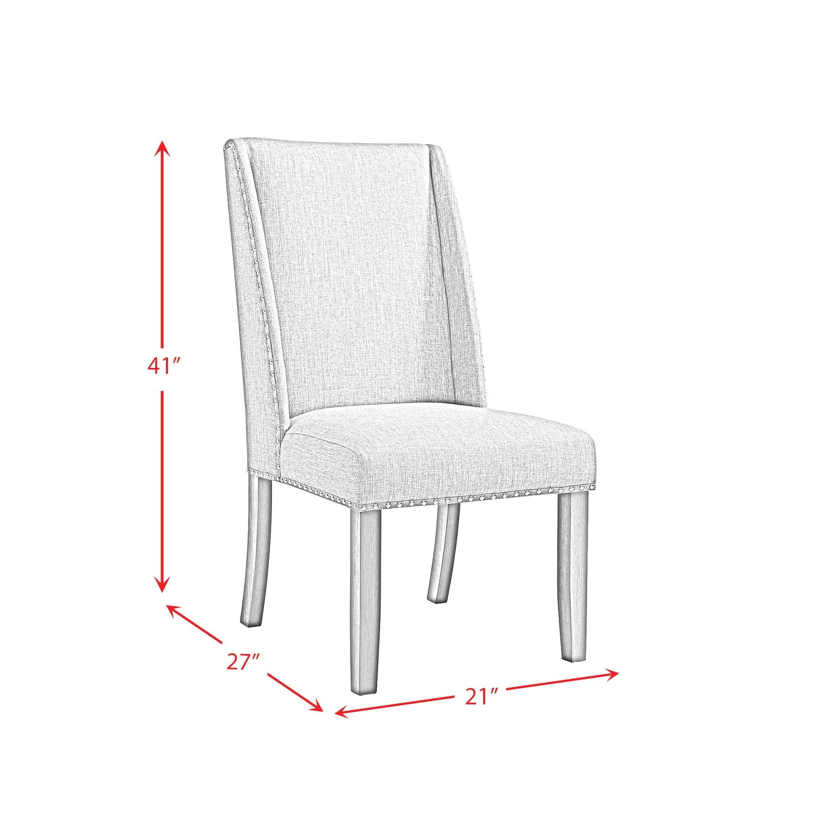 Everdeen Side Chair w/ Grey Fabric and Nail Heads in Charcoal (2 Per Carton) - Tampa Furniture Outlet