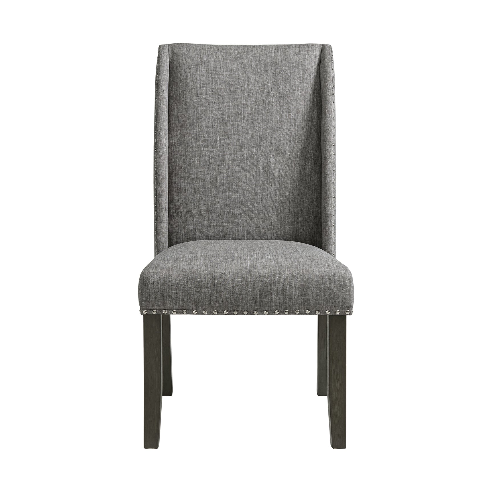 Everdeen Side Chair w/ Grey Fabric and Nail Heads in Charcoal (2 Per Carton) - Tampa Furniture Outlet